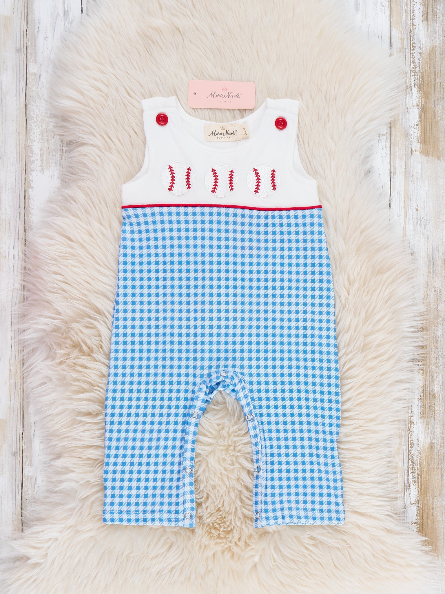 Baseball Bash Embroidered Johnny - Marie Nicole Clothing