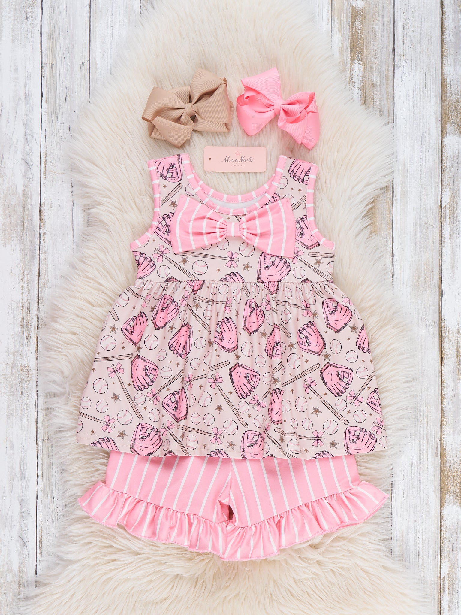 Baseball Swing Time Embroidered Ruffle Outfit - Marie Nicole Clothing