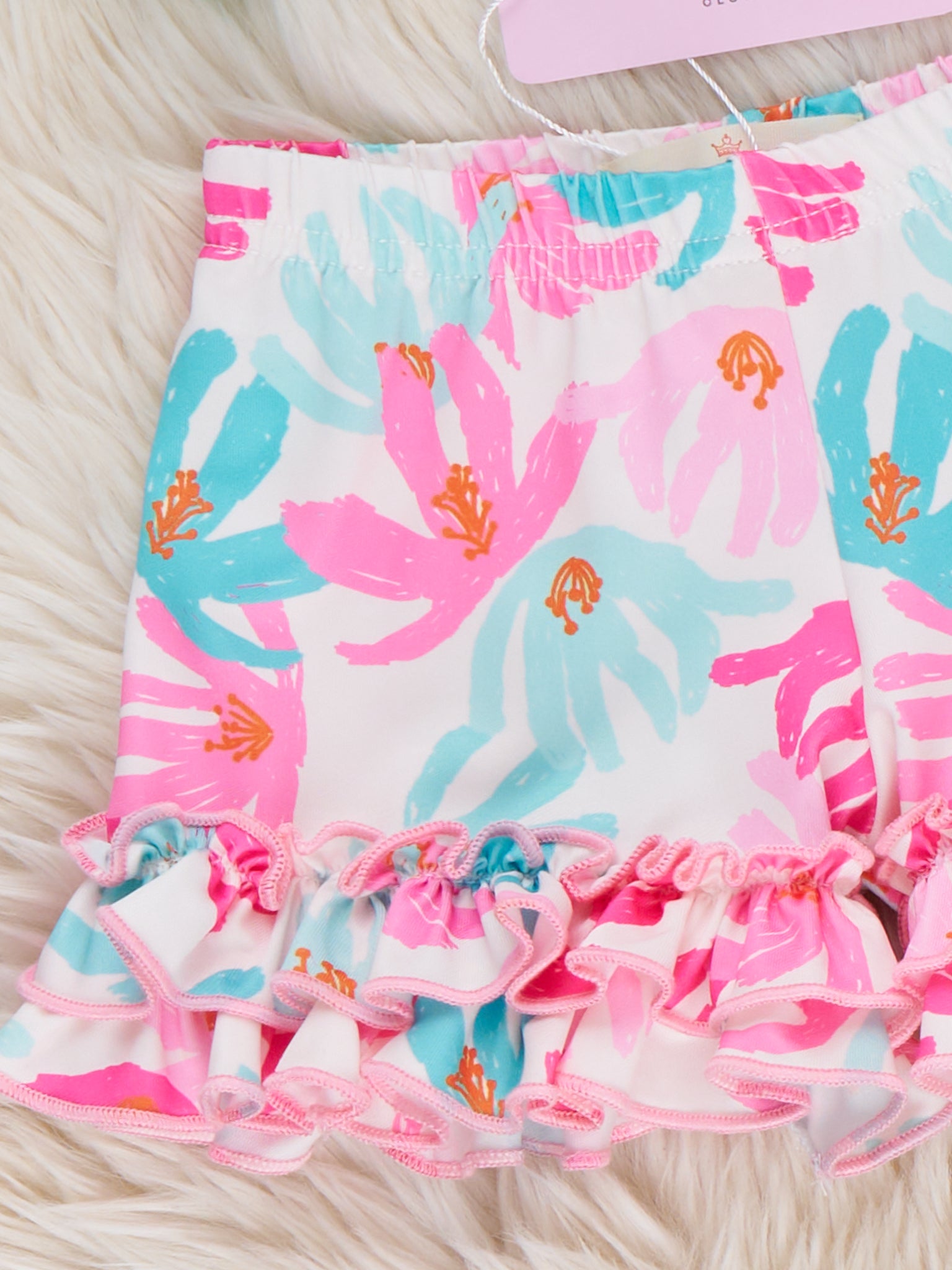 Ruffle Hem Shorts - Hibiscus - Marie Nicole Clothing