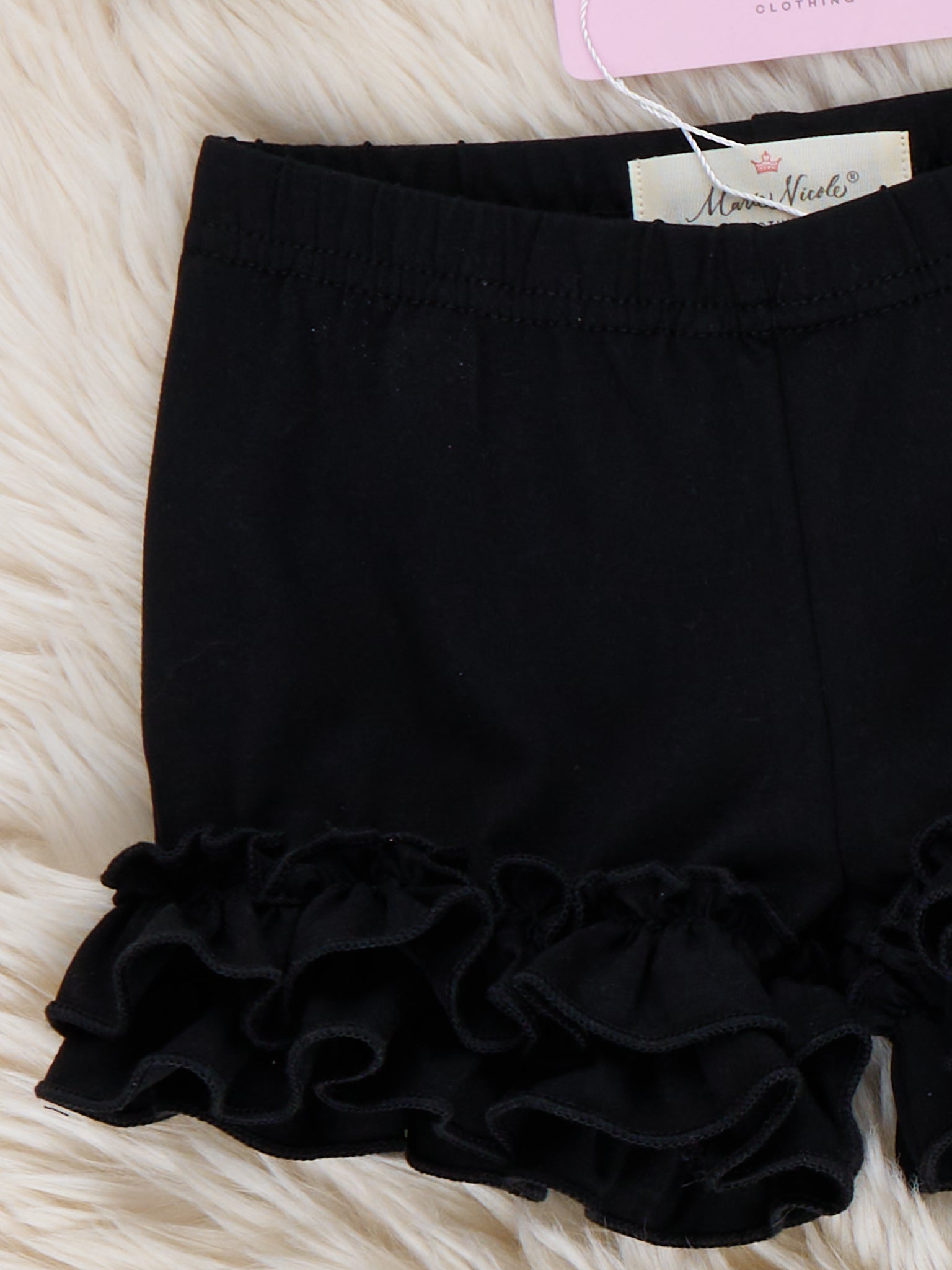 Cotton Ruffle Hem Shorts - Black - Marie Nicole Clothing