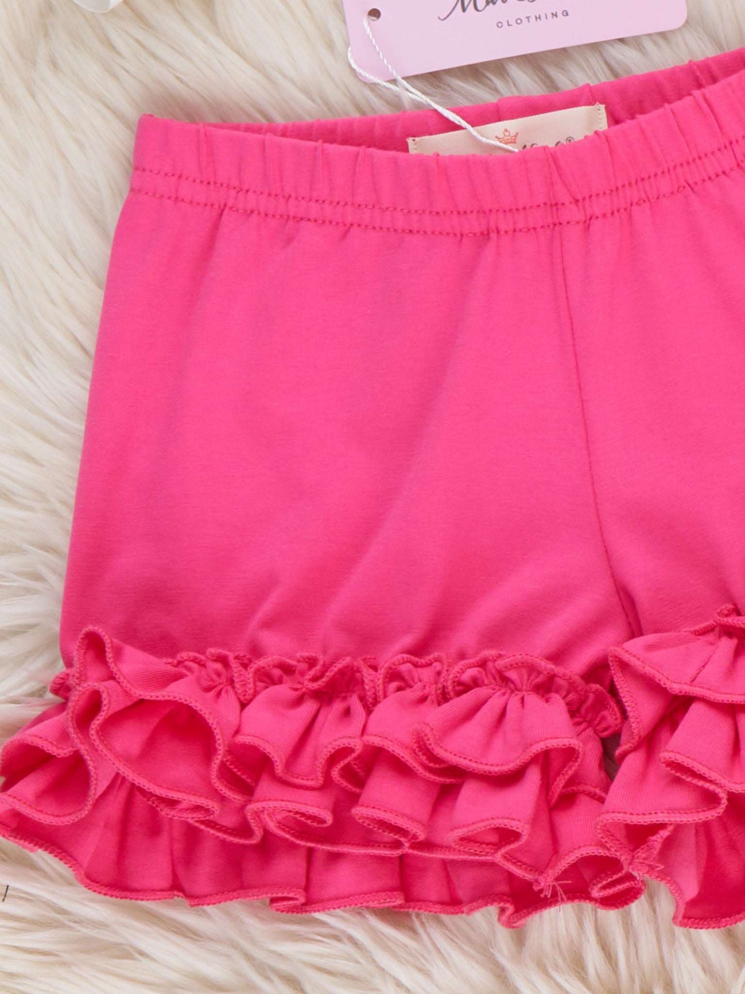 Cotton Ruffle Hem Shorts - Hot Pink - Marie Nicole Clothing
