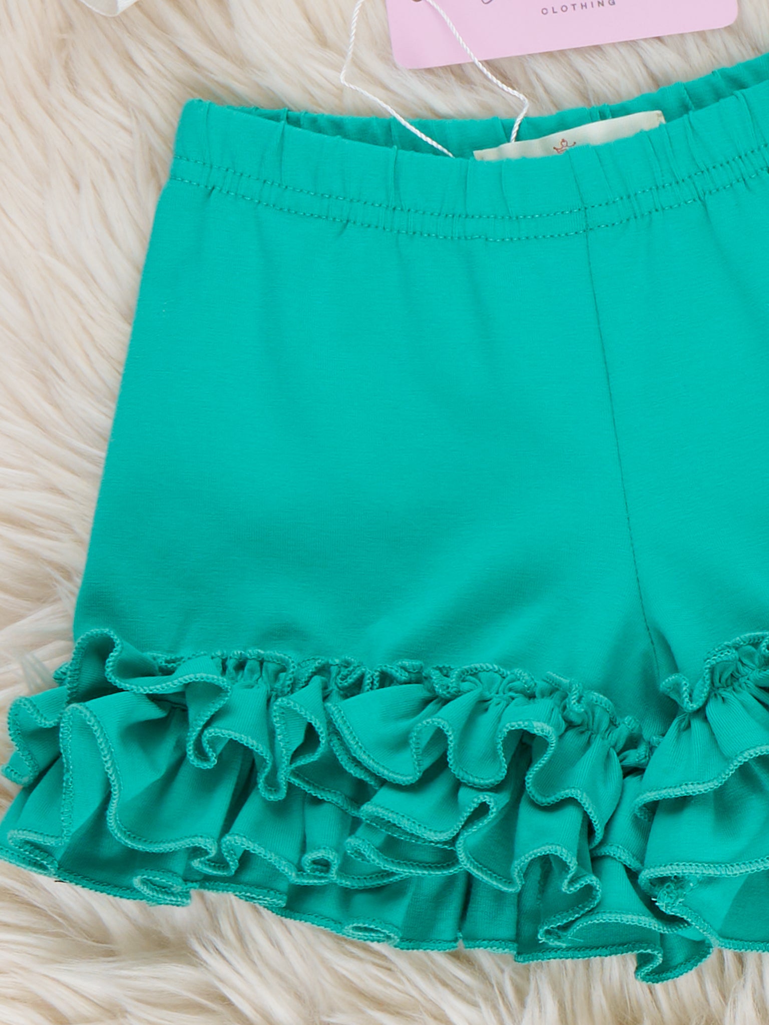 Cotton Ruffle Hem Shorts - Mermaid - Marie Nicole Clothing