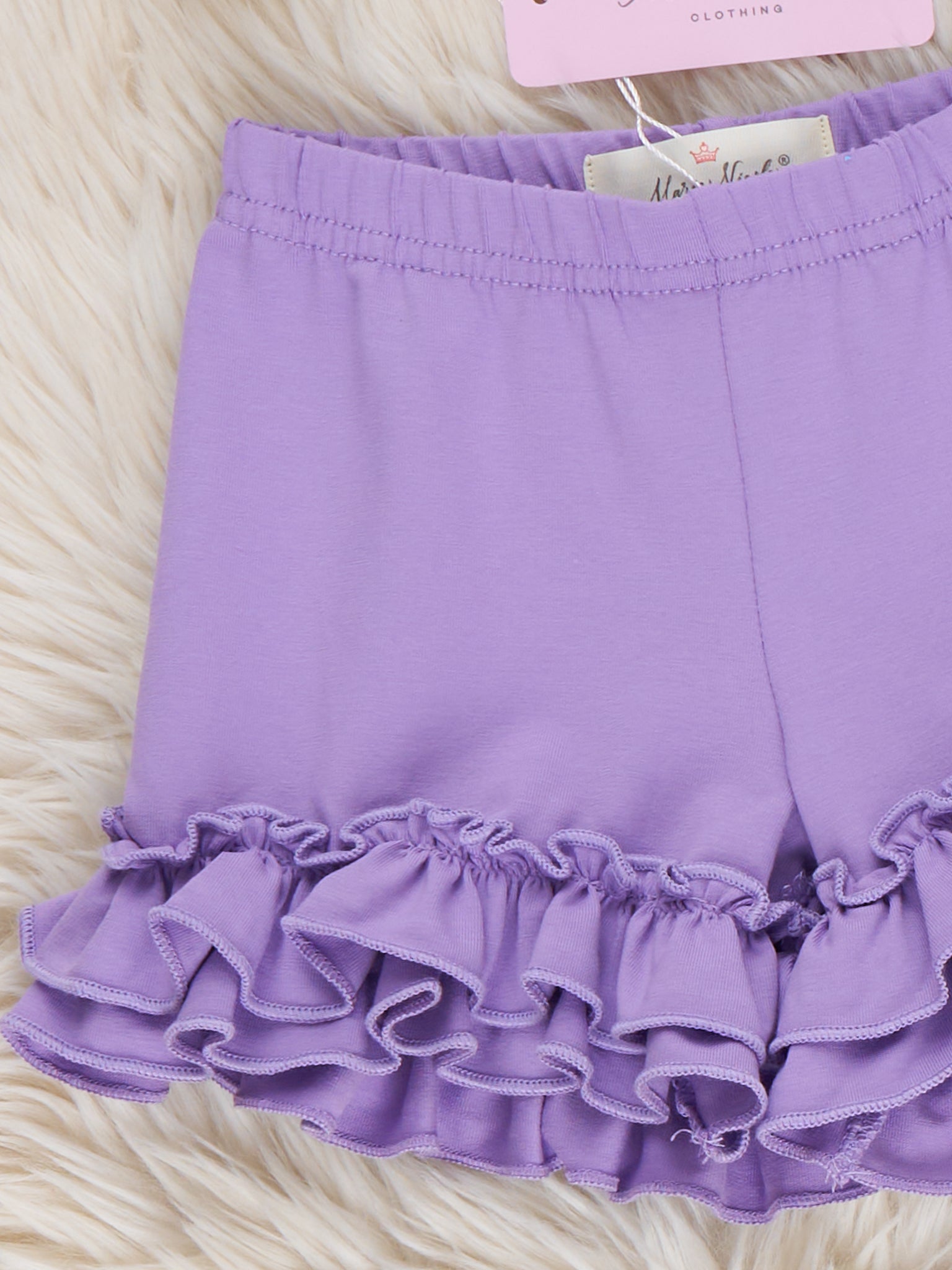 Cotton Ruffle Hem Shorts - Lavender - Marie Nicole Clothing