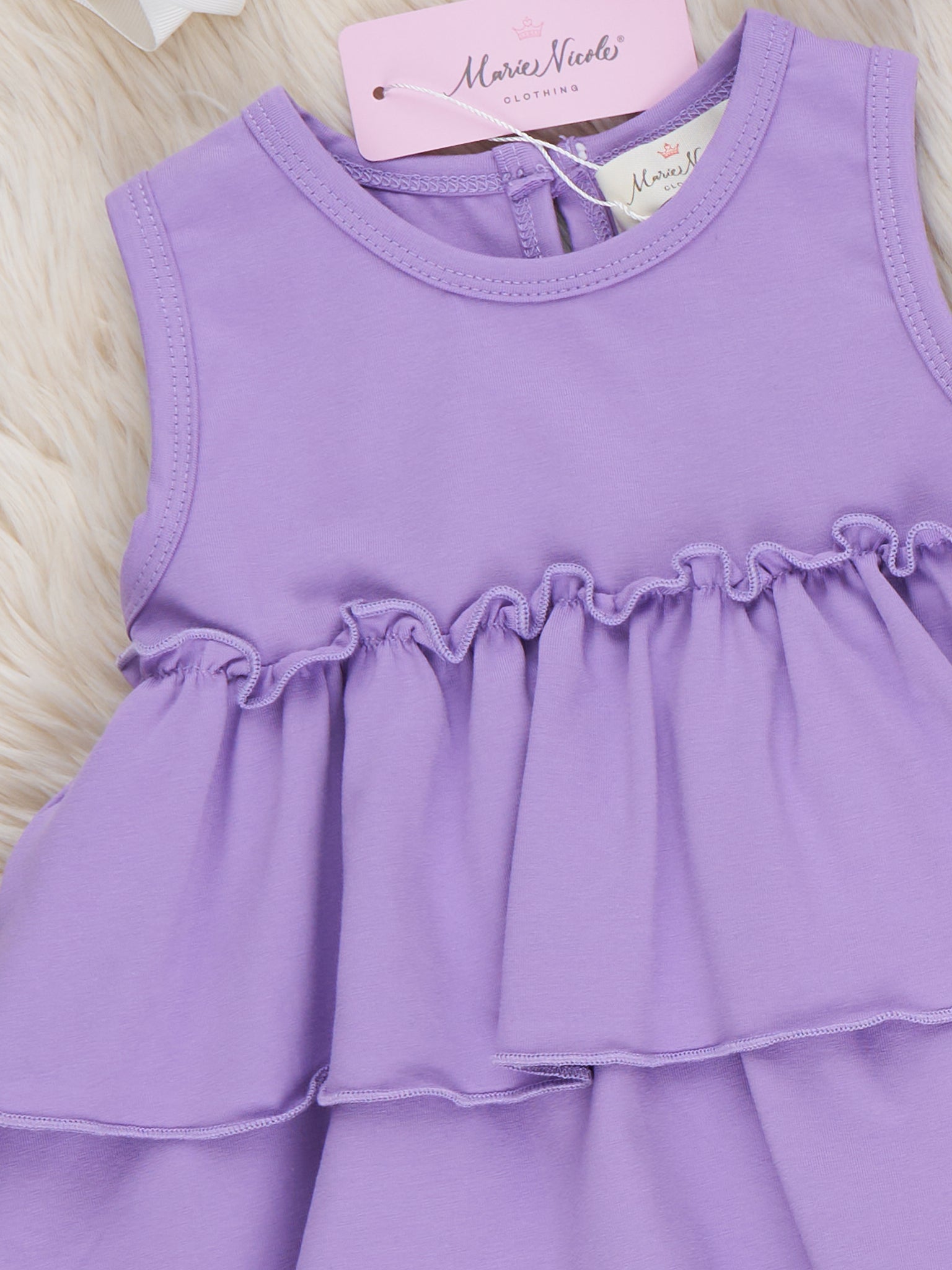 Tiered Cotton Ruffle Tank - Lavender - Marie Nicole Clothing