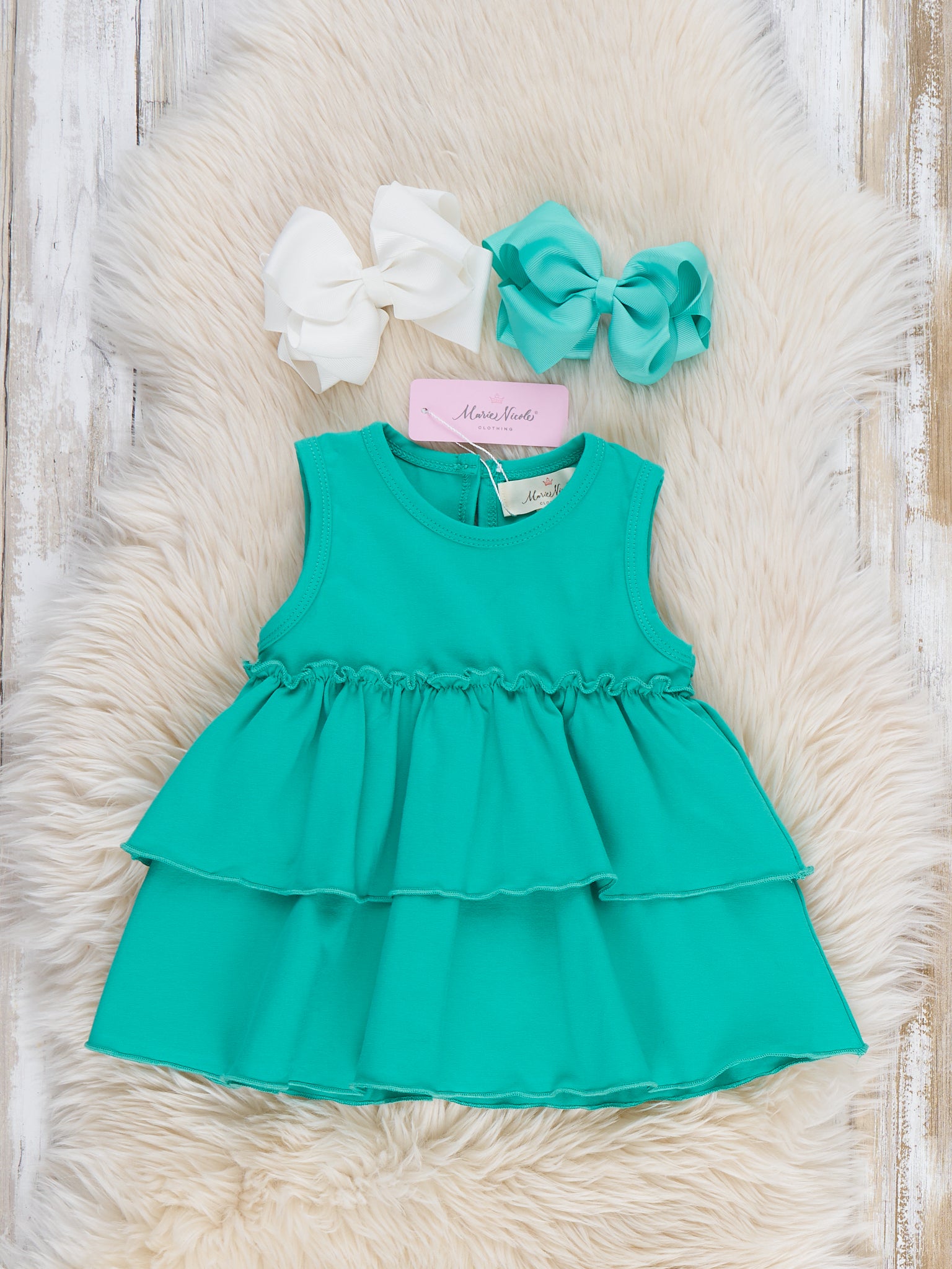 Tiered Cotton Ruffle Tank - Mermaid - Marie Nicole Clothing