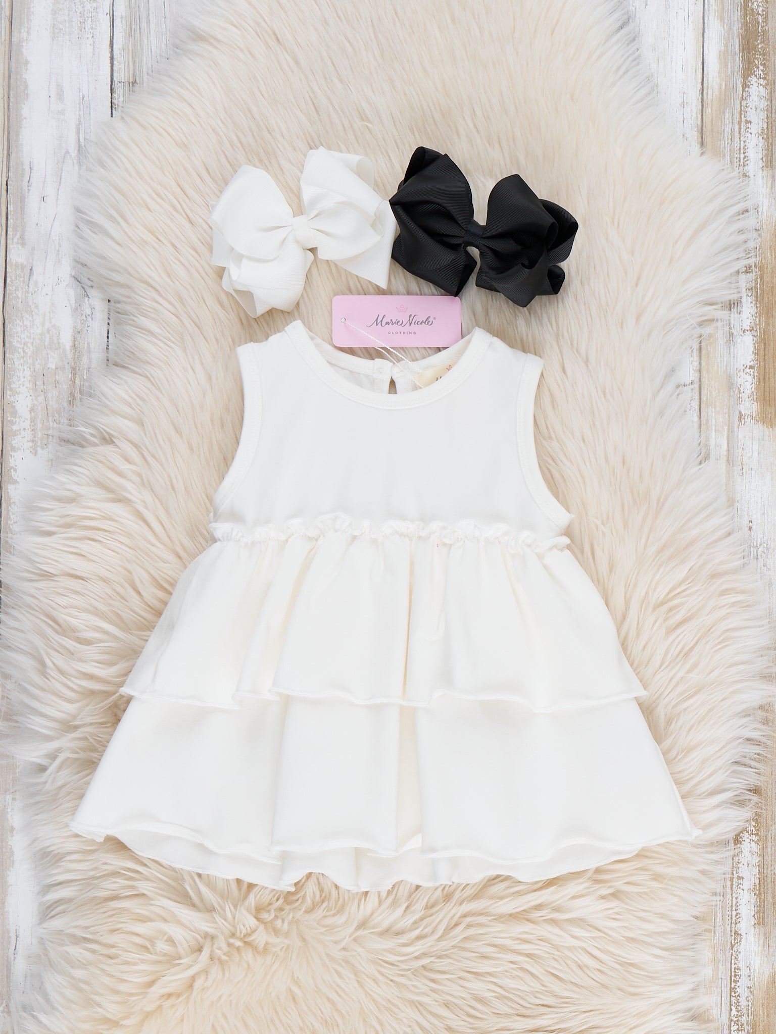 Tiered Cotton Ruffle Tank - White - Marie Nicole Clothing