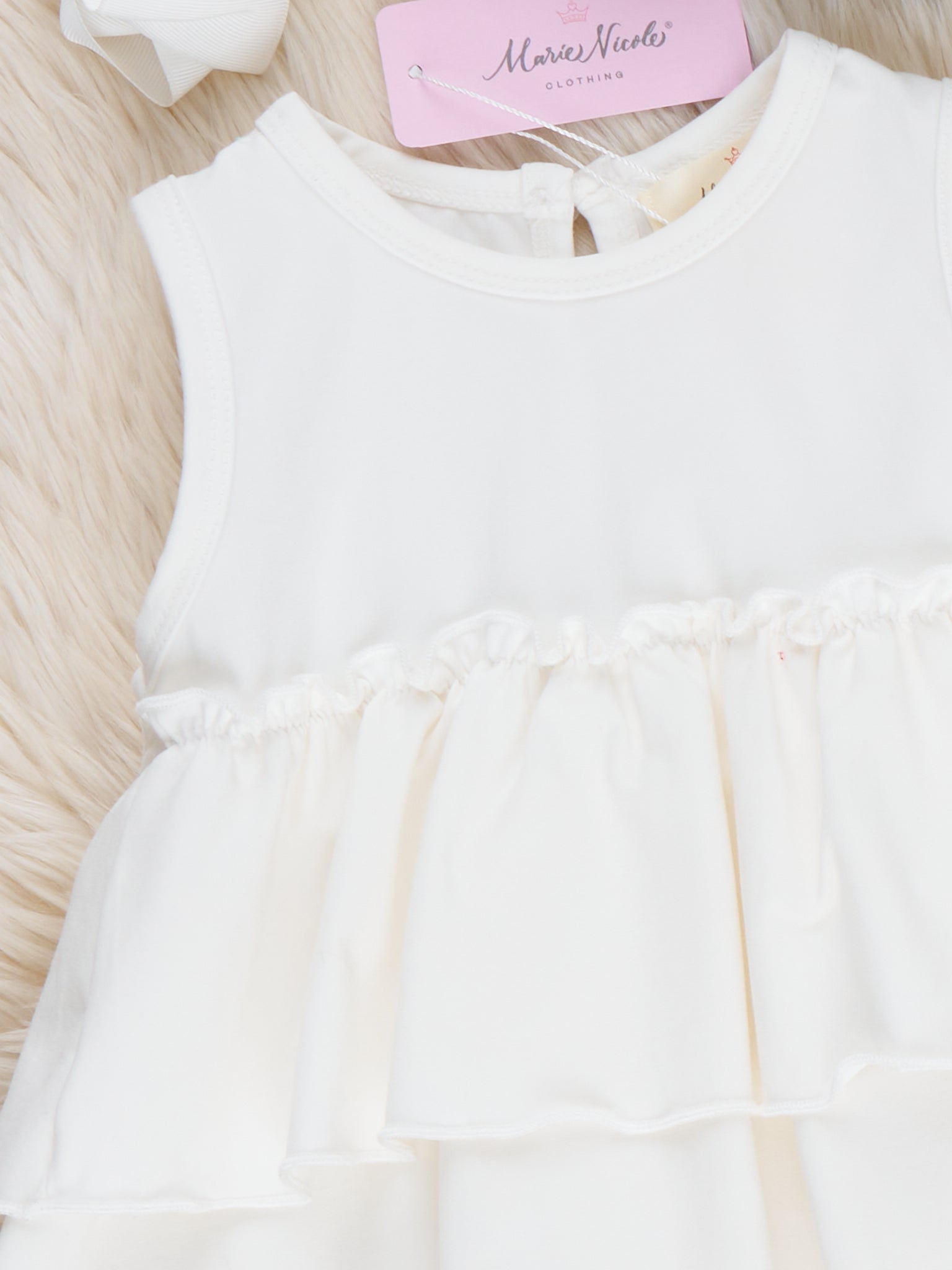 Tiered Cotton Ruffle Tank - White - Marie Nicole Clothing