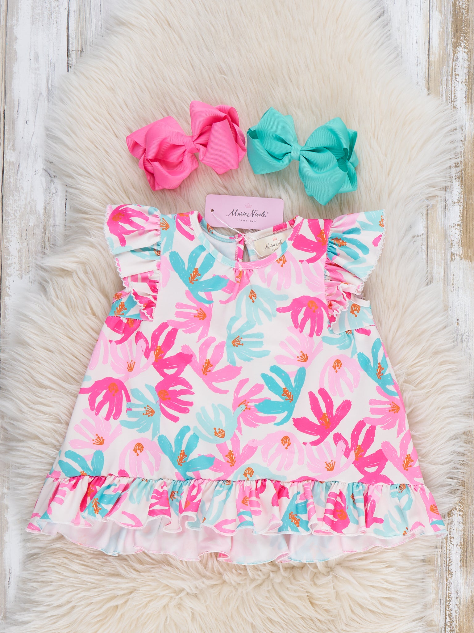 Ruffle Hem Tank - Hibiscus - Marie Nicole Clothing