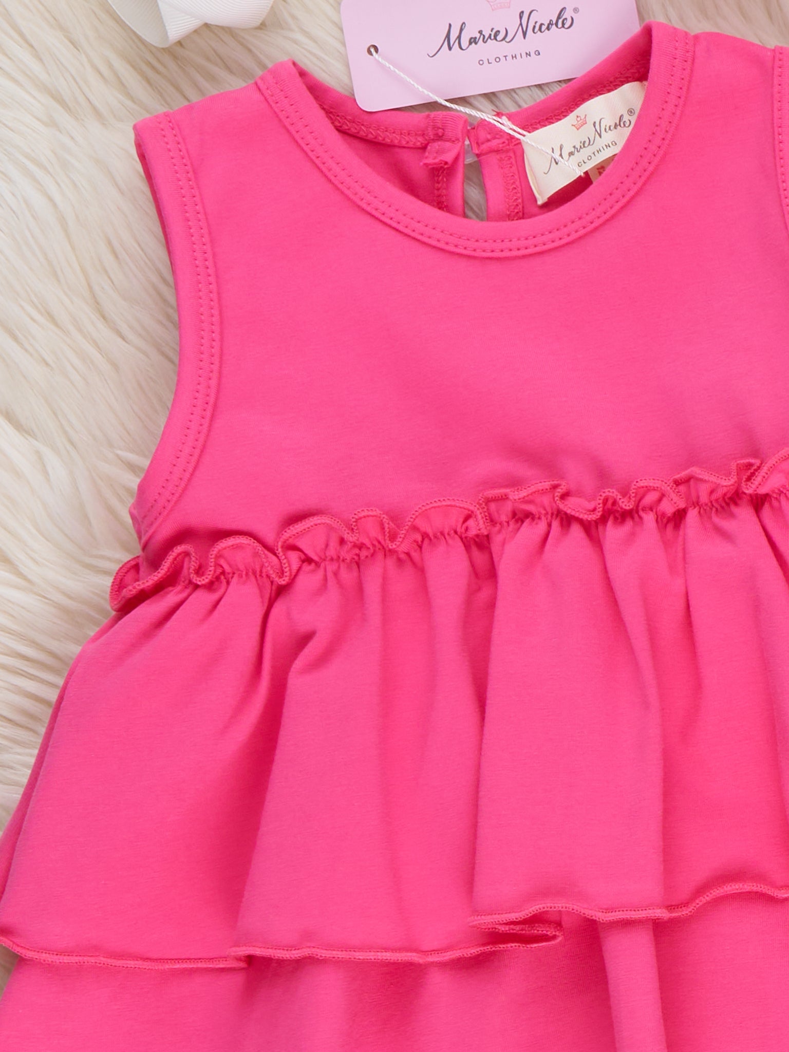 Tiered Cotton Ruffle Tank - Hot Pink - Marie Nicole Clothing
