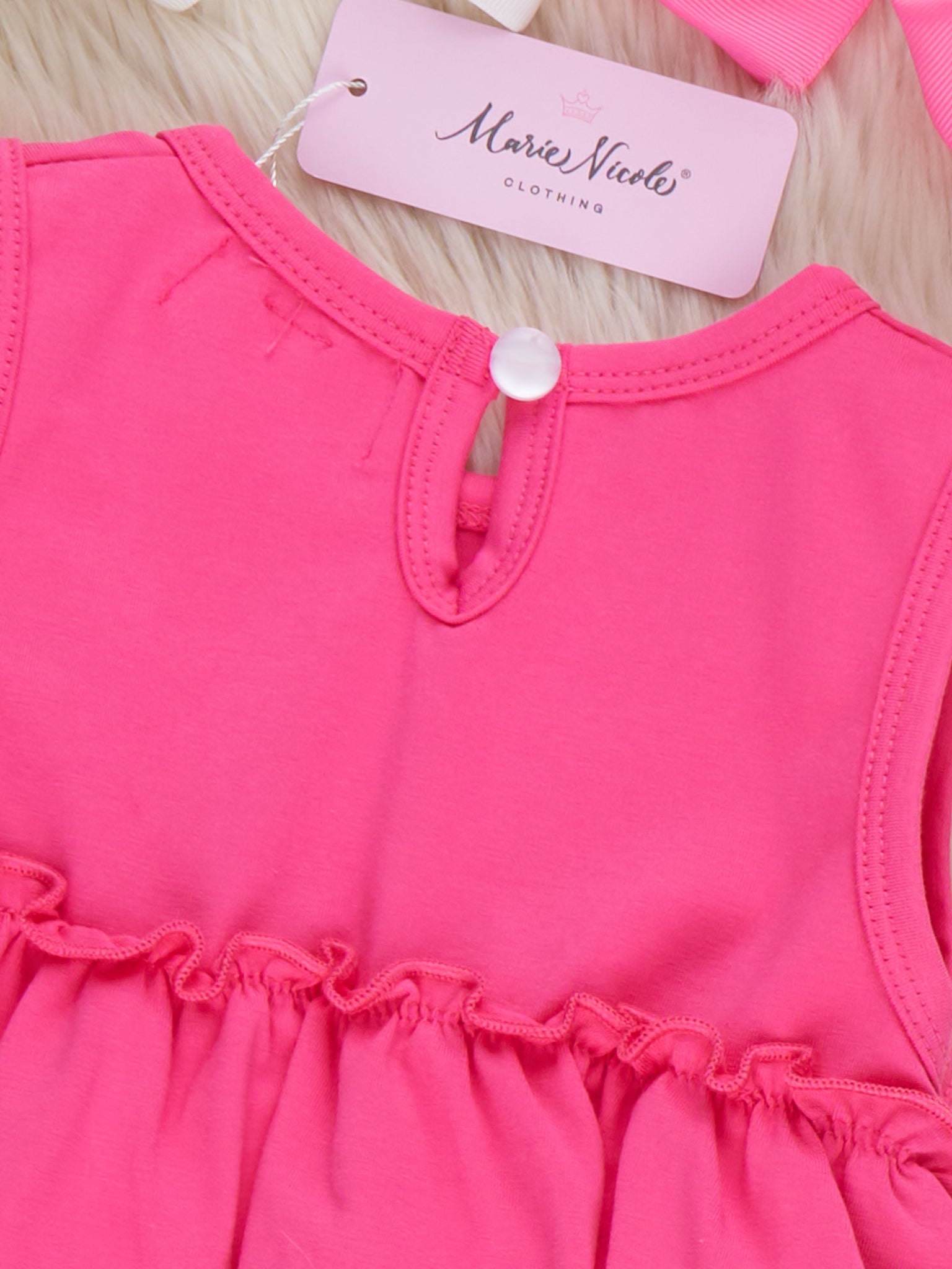 Tiered Cotton Ruffle Tank - Hot Pink - Marie Nicole Clothing