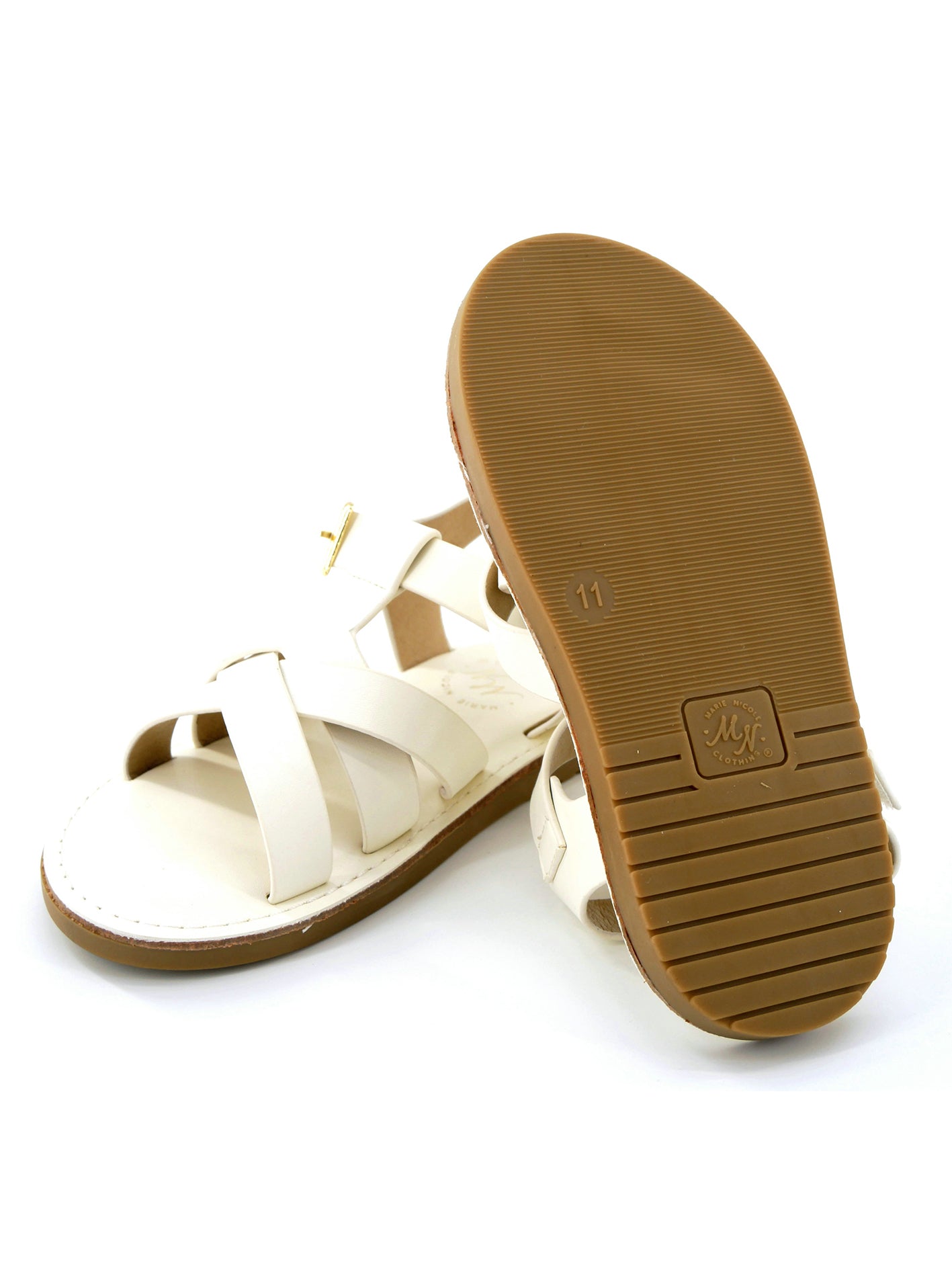 Layered Criss - Cross Front Sandals - White - Marie Nicole Clothing