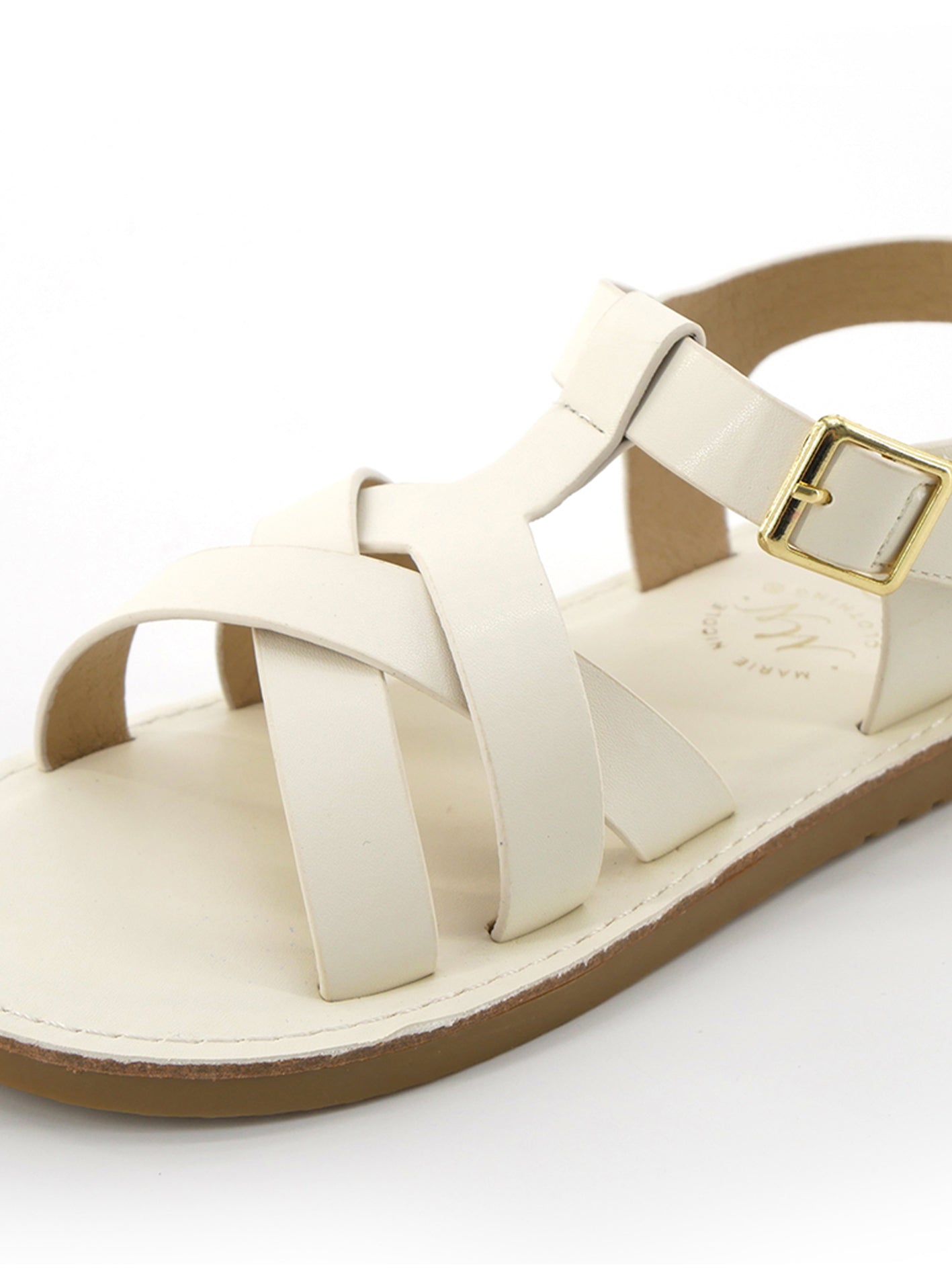 Layered Criss - Cross Front Sandals - White - Marie Nicole Clothing