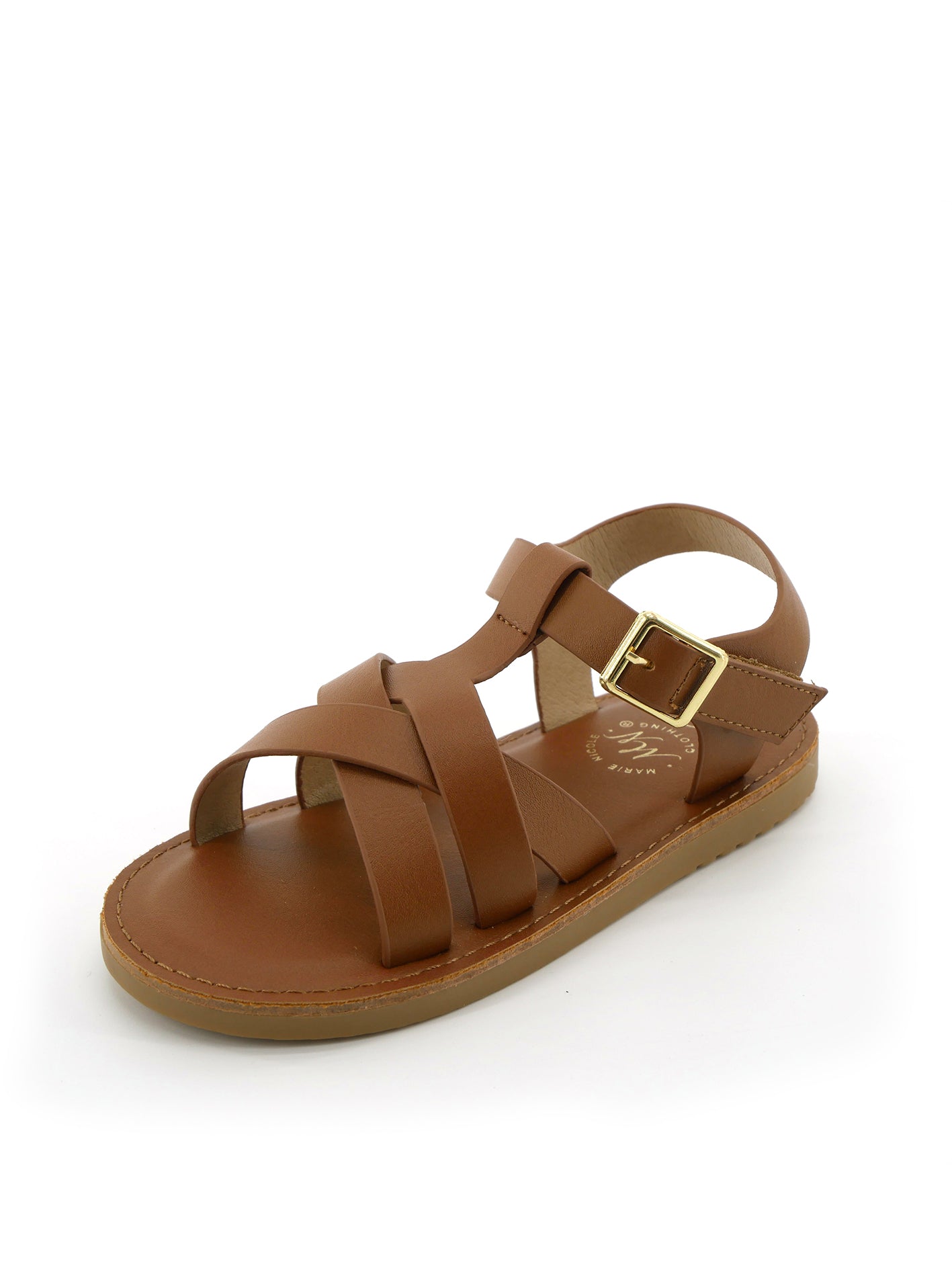 Layered Criss - Cross Front Sandals - Brown - Marie Nicole Clothing