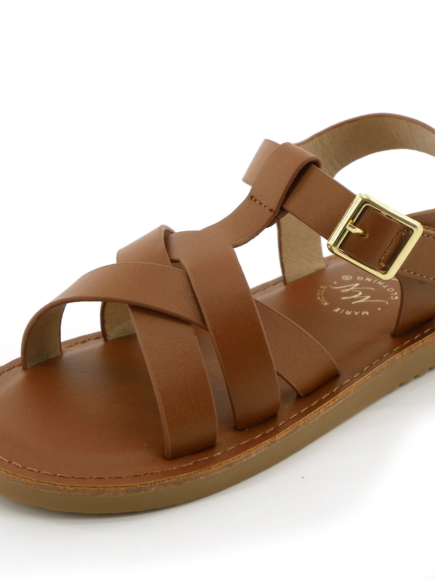 Layered Criss - Cross Front Sandals - Brown - Marie Nicole Clothing
