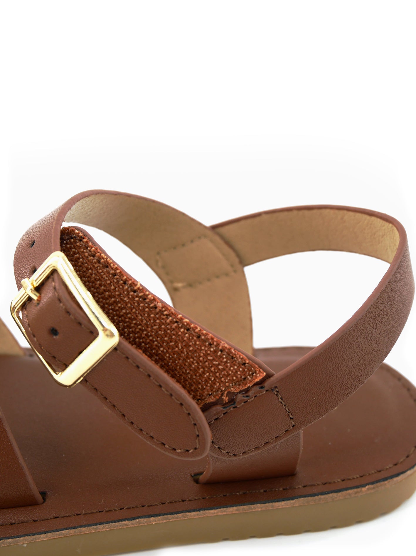 Double Buckle Sandals - Chestnut - Marie Nicole Clothing