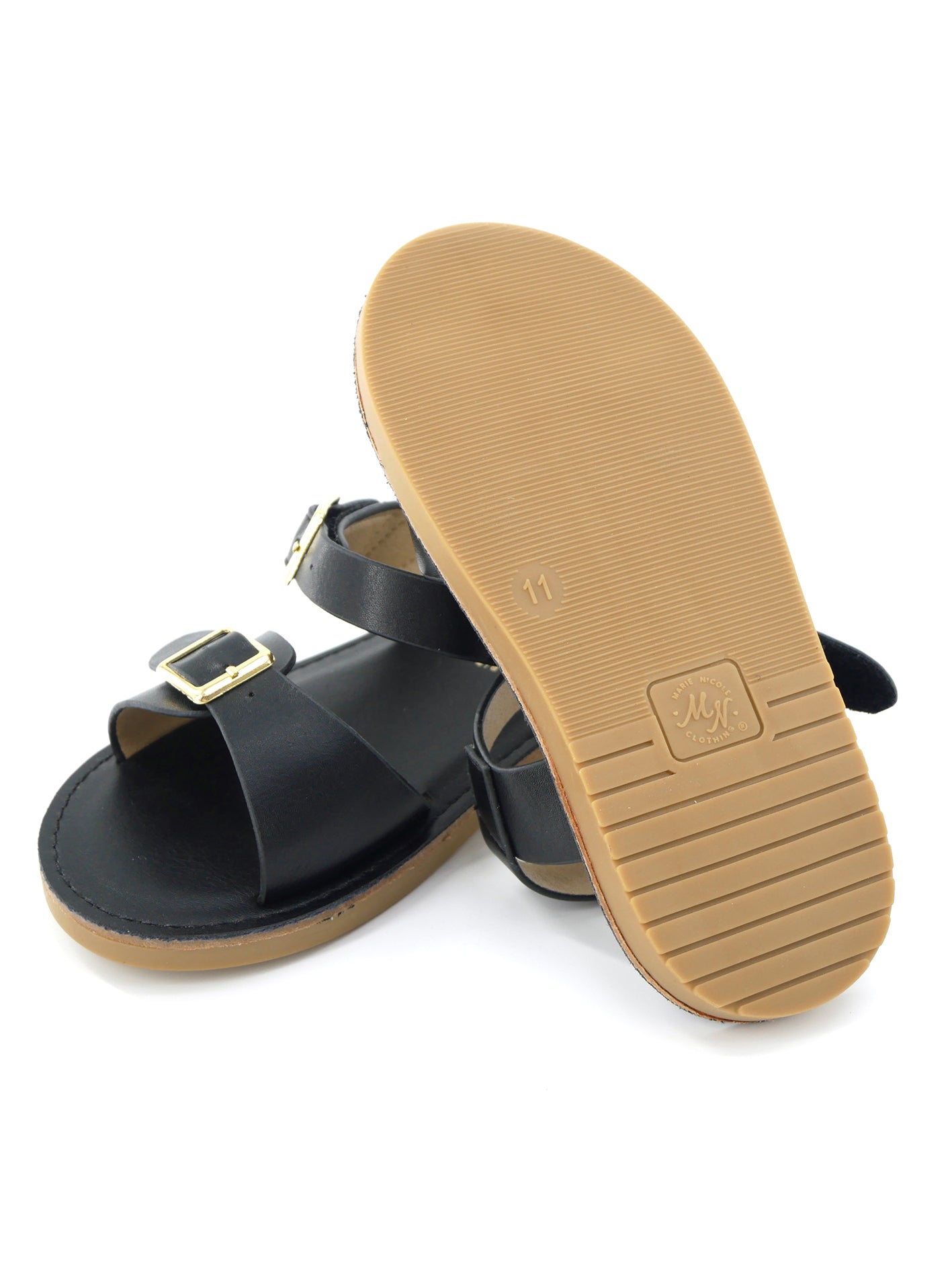Double Buckle Sandals - Black - Marie Nicole Clothing