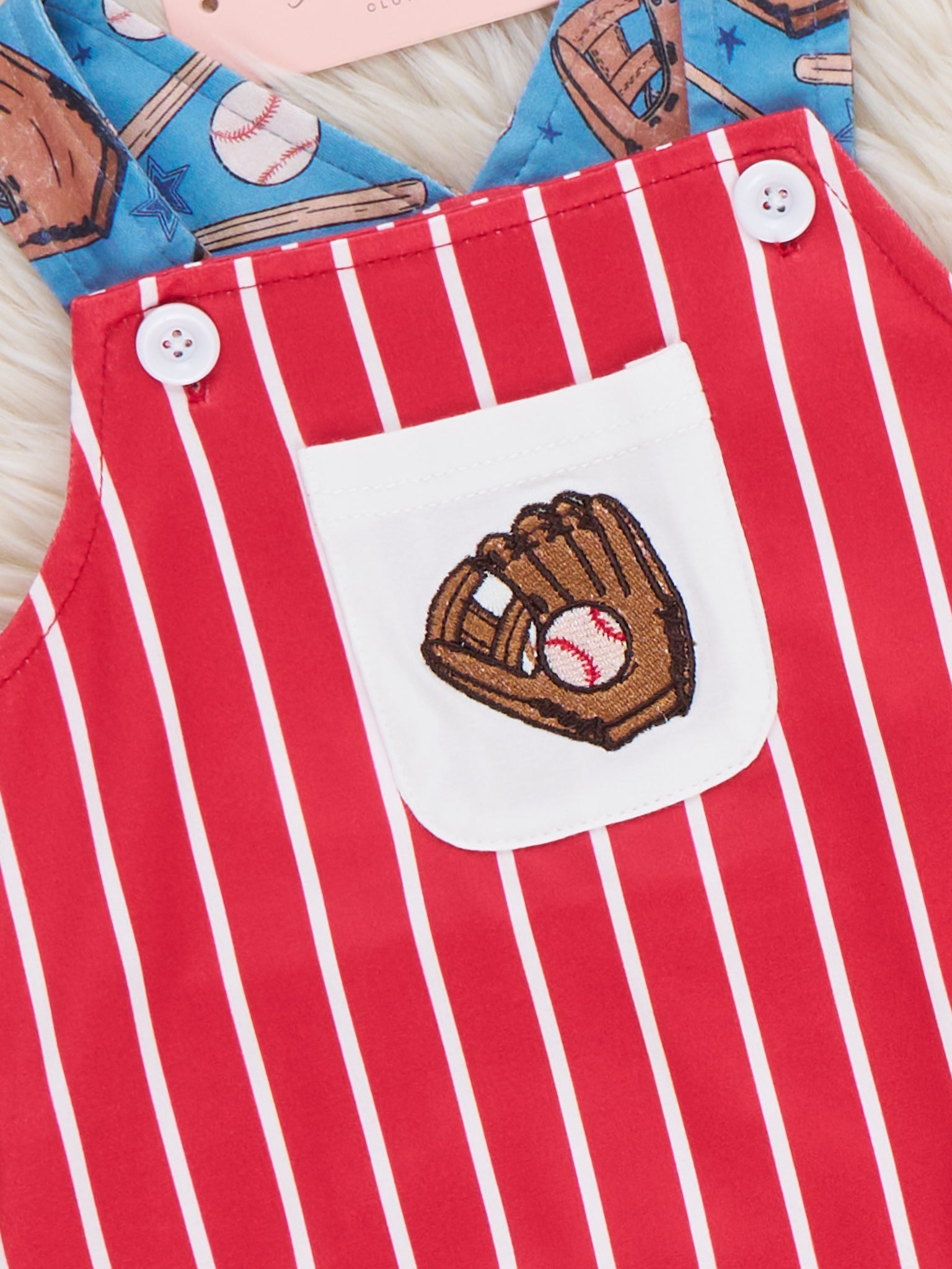 Catch the Game Stripe Embroidered Bubble Romper - Marie Nicole Clothing
