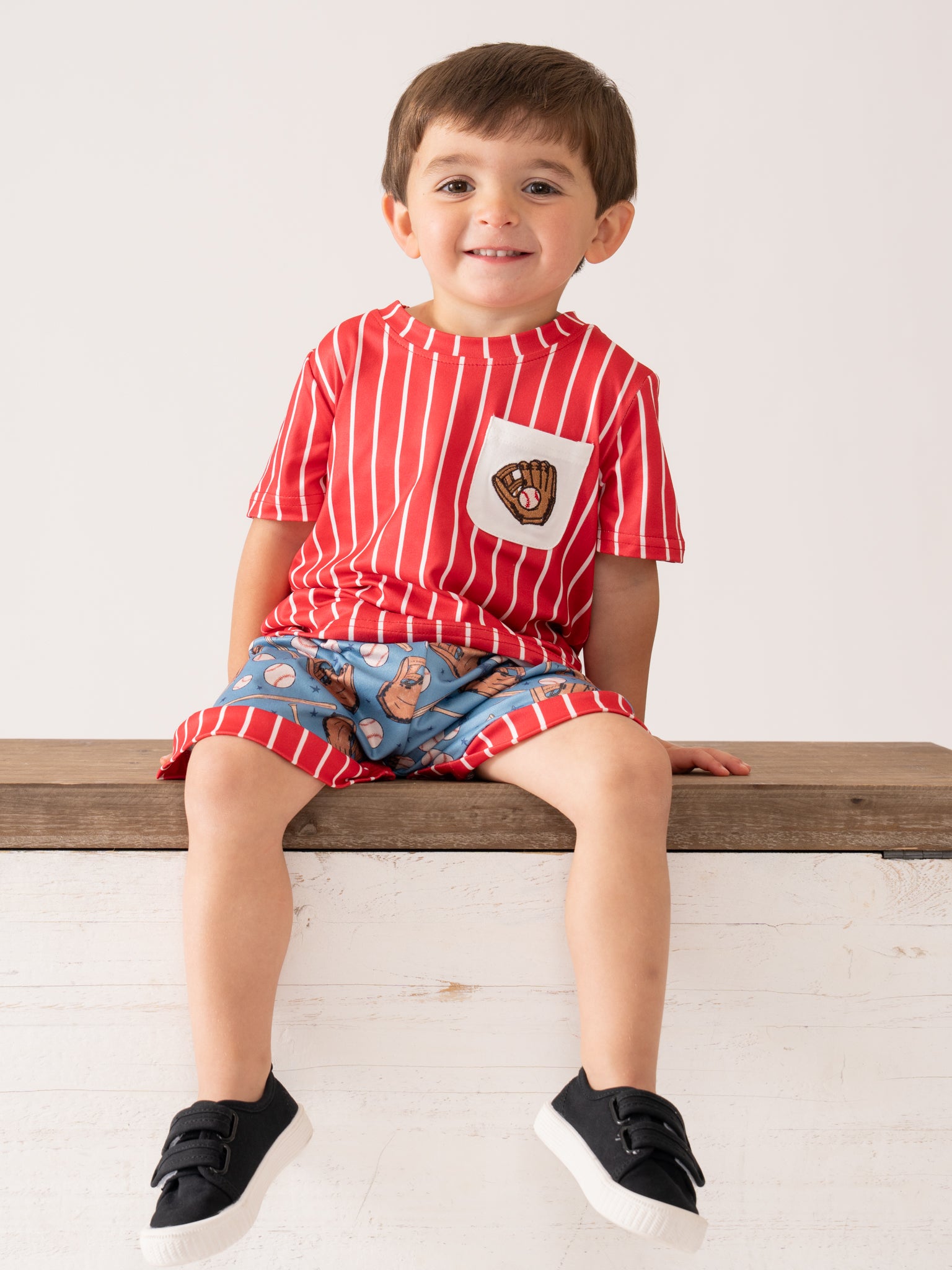 Catch the Game Stripe Embroidered Outfit - Marie Nicole Clothing