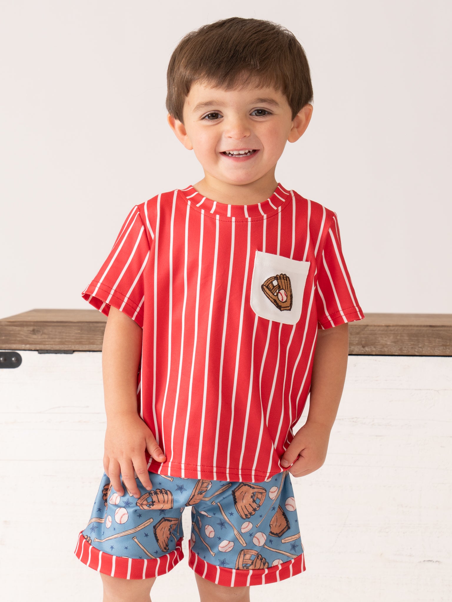 Catch the Game Stripe Embroidered Outfit - Marie Nicole Clothing