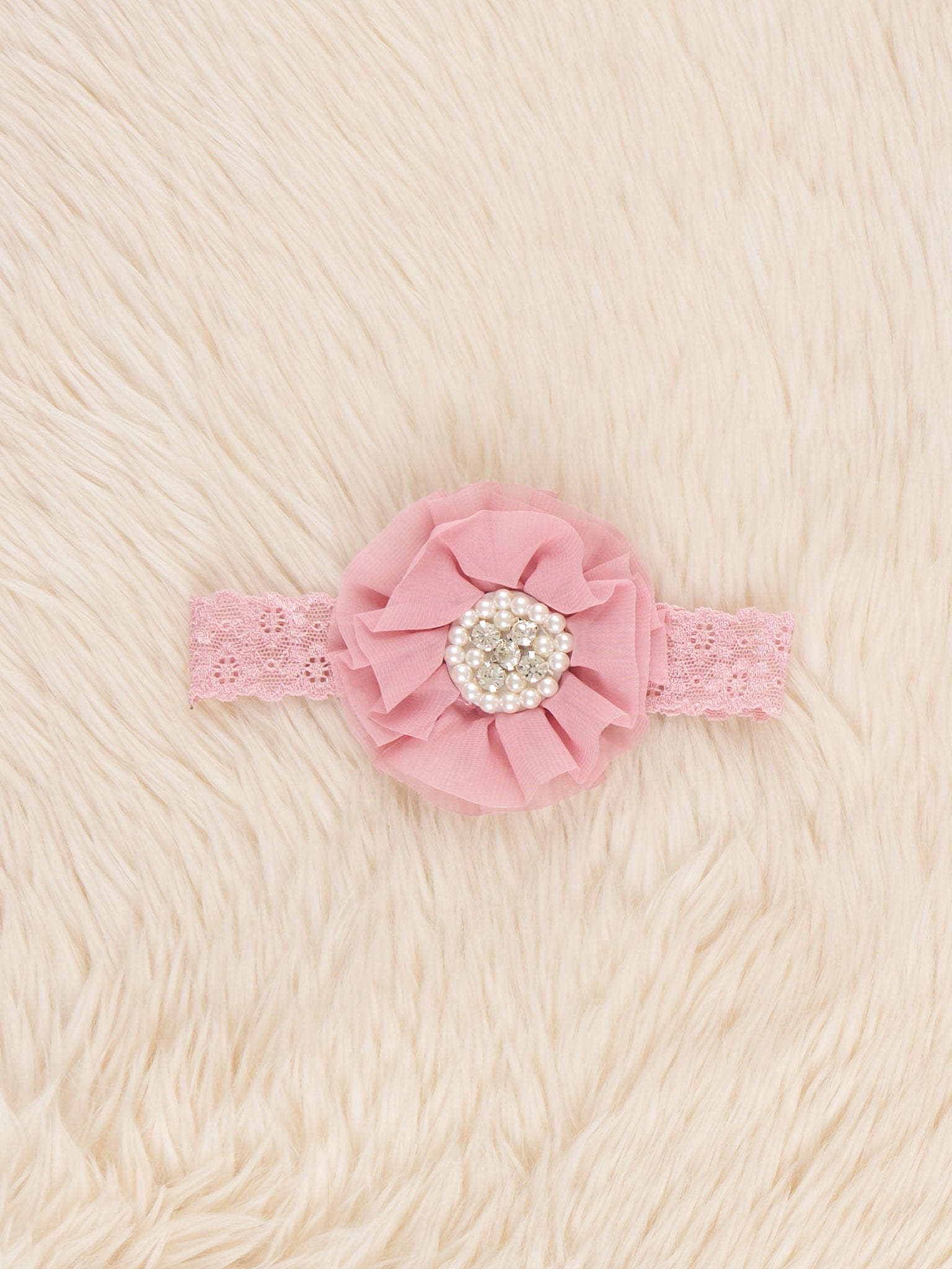 Chiffon Rhinestone & Pearls Headband - 21 Colors Available - Marie Nicole Clothing