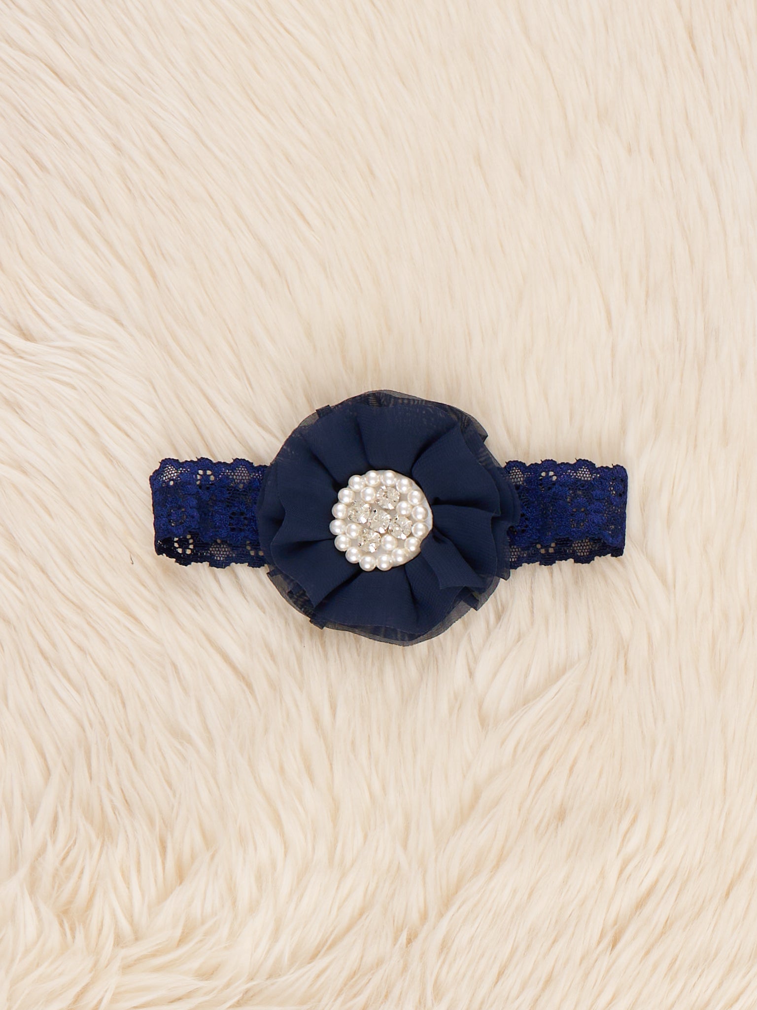 Chiffon Rhinestone & Pearls Headband - 21 Colors Available - Marie Nicole Clothing