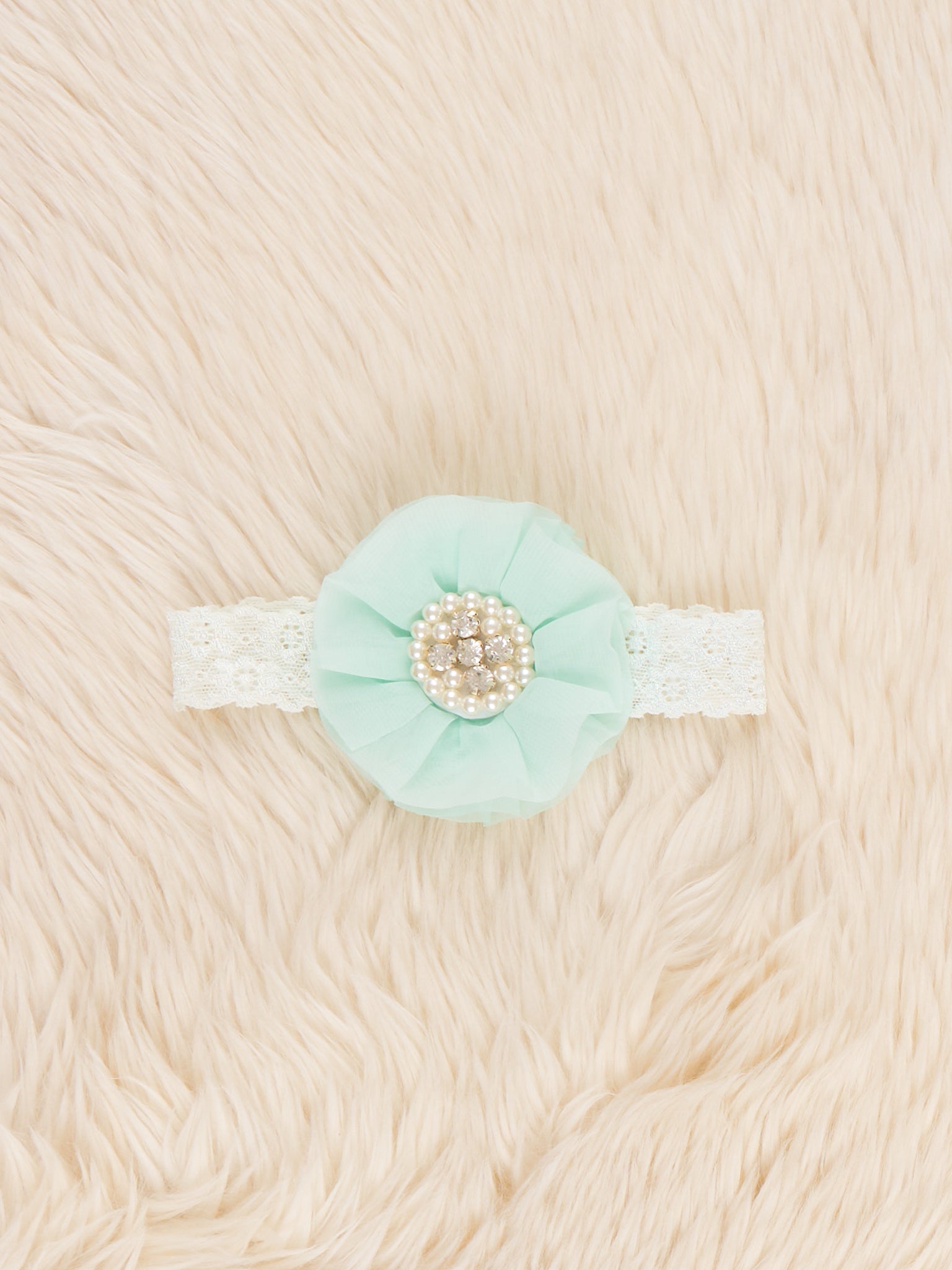 Chiffon Rhinestone & Pearls Headband - 21 Colors Available - Marie Nicole Clothing