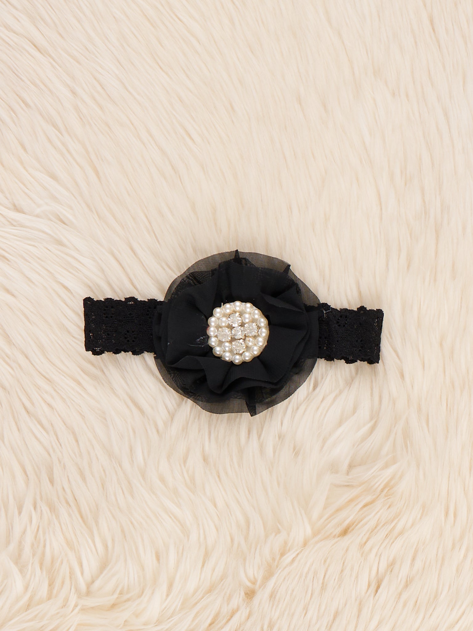 Chiffon Rhinestone & Pearls Headband - 21 Colors Available - Marie Nicole Clothing