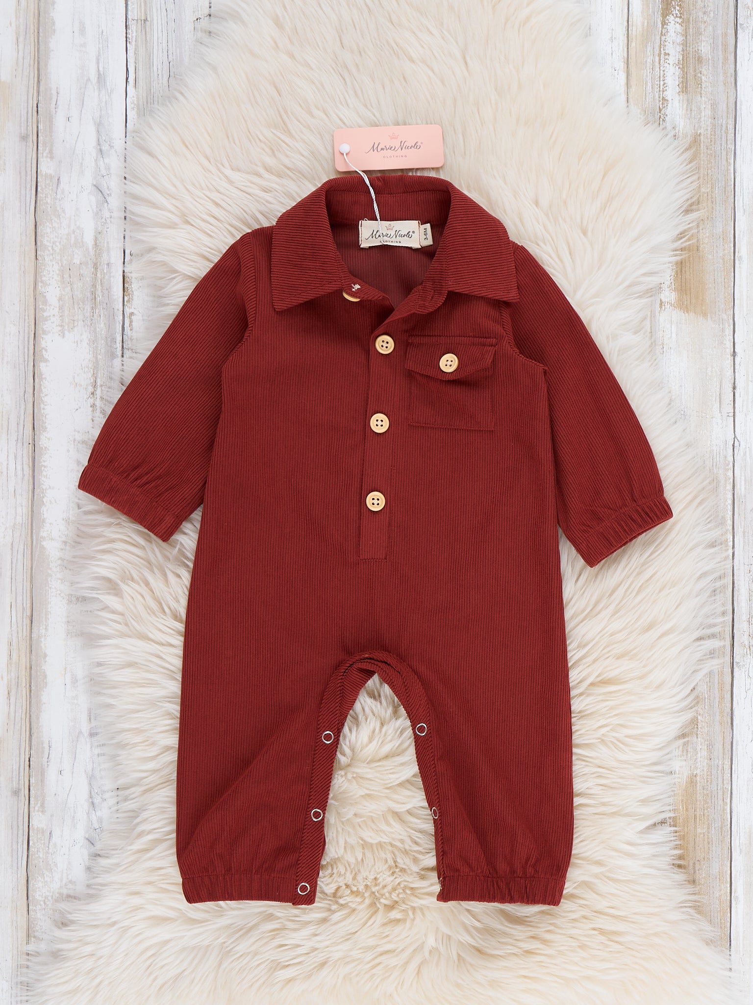 Classic Button-Up Romper- Burnt Orange - Marie Nicole Clothing