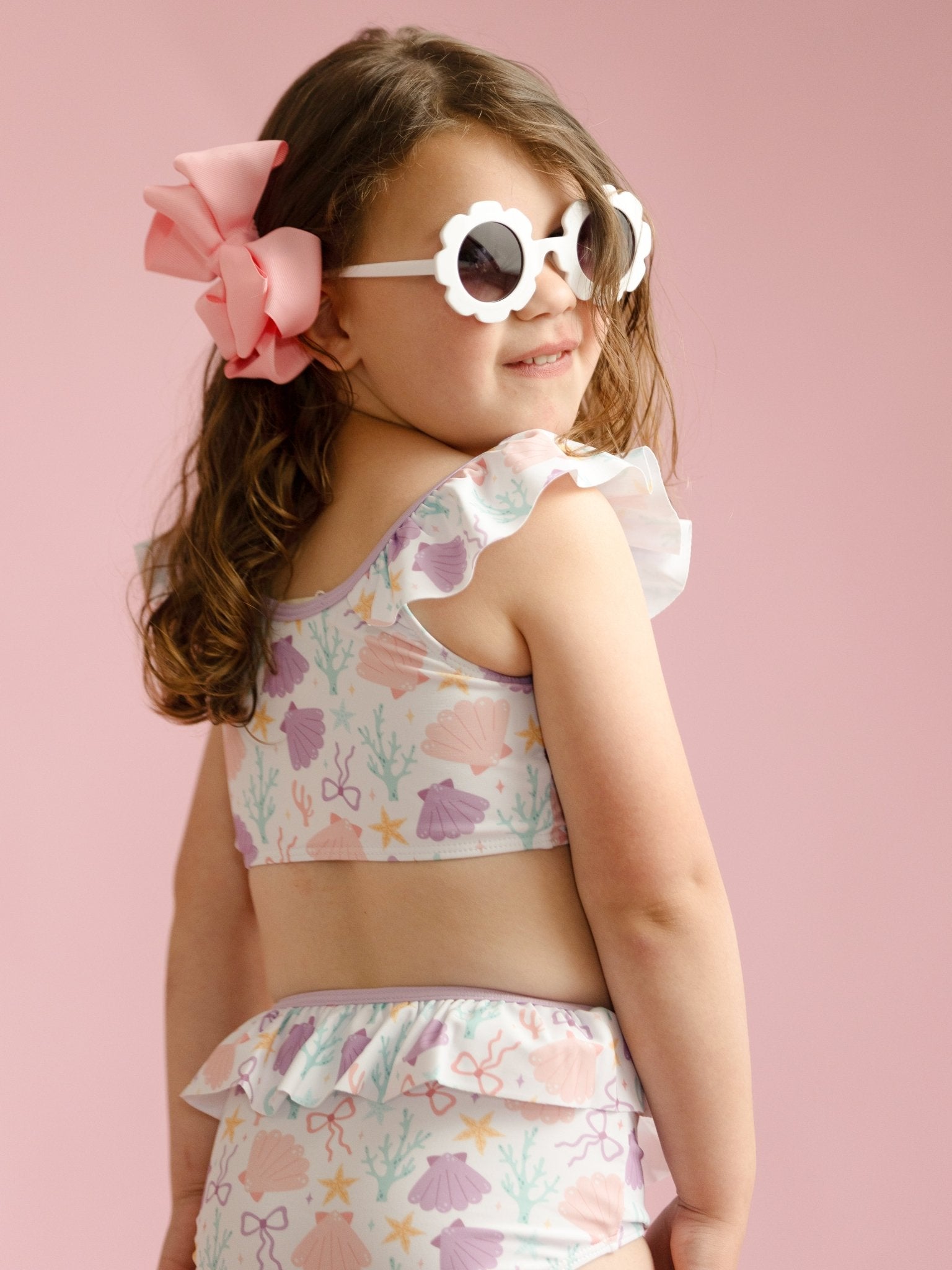 Coral Bowtie Ruffle Swimsuit - Marie Nicole Clothing