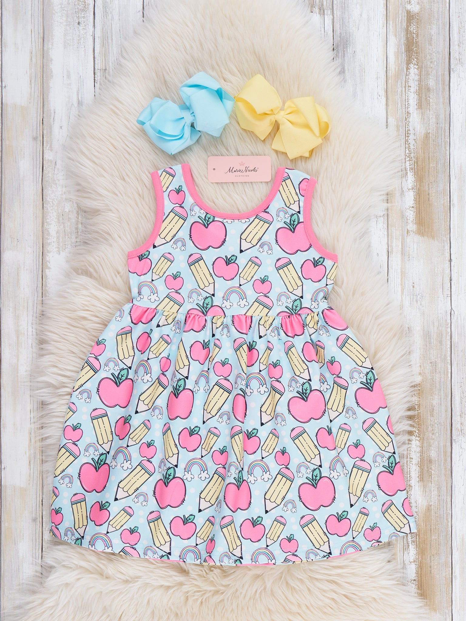 Creative Apples & Pencils Dress - Marie Nicole Clothing