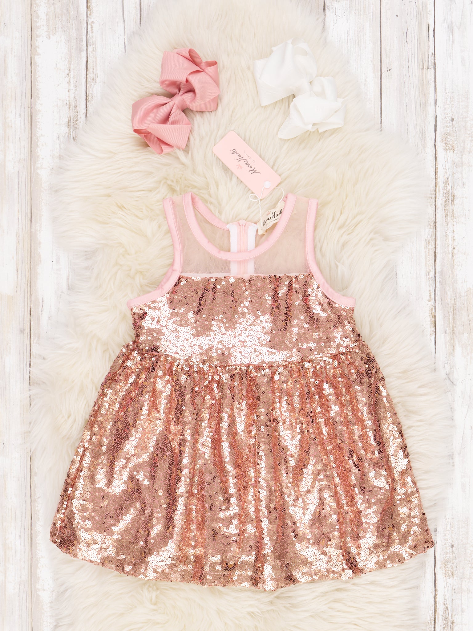 Bronze Sequin Tank Dress - Marie Nicole Clothing