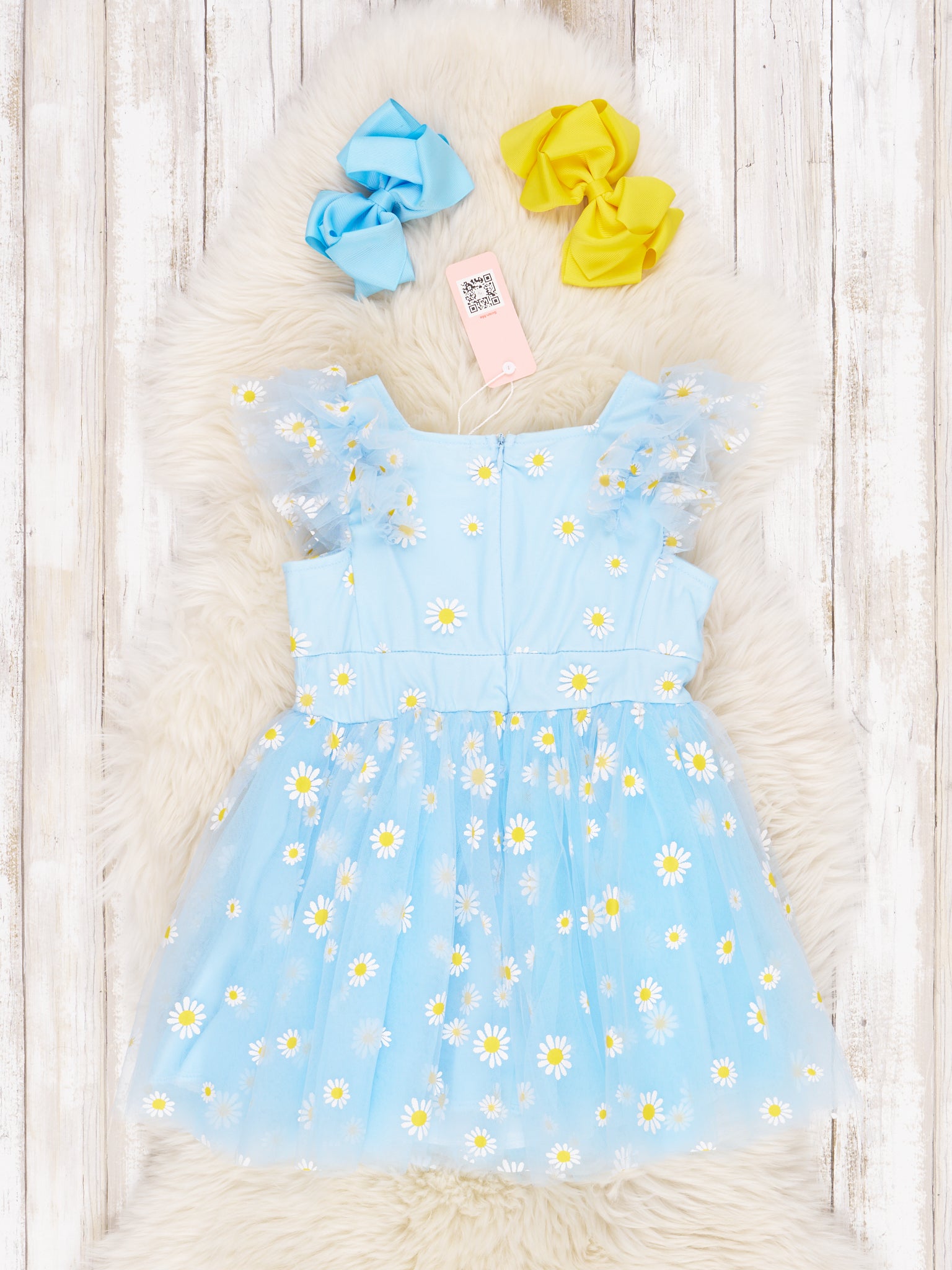 Baby Blue Tulle Daisy Ruffle Dress - Marie Nicole Clothing