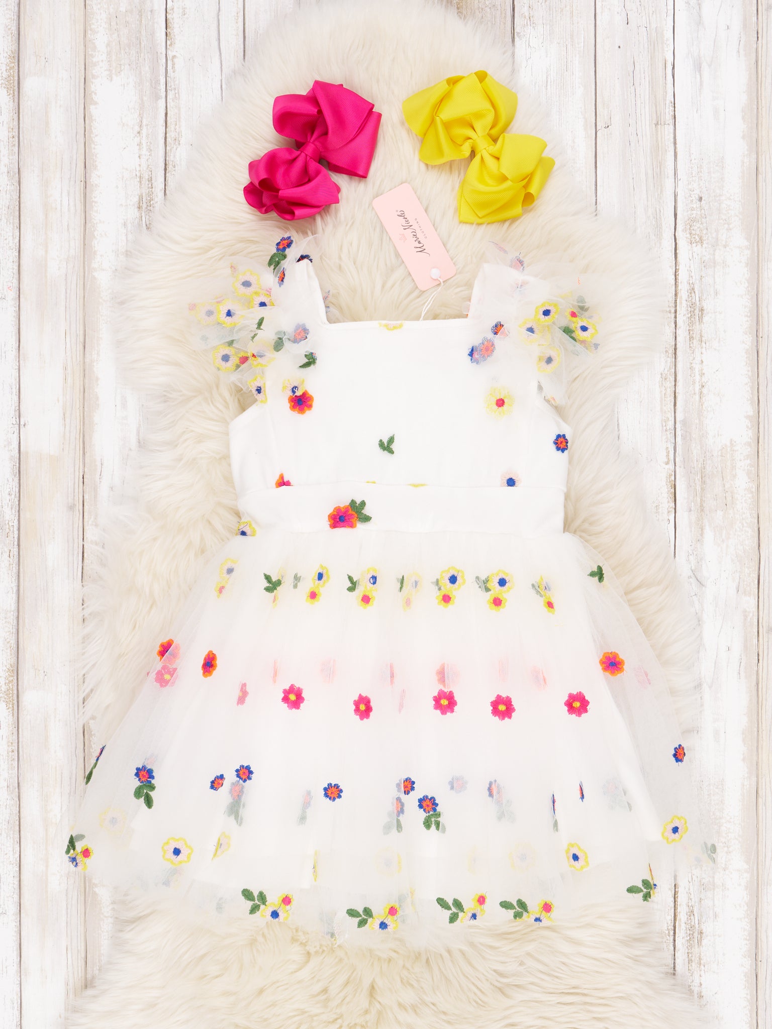 Marigold Tulle Ruffle Dress - Marie Nicole Clothing