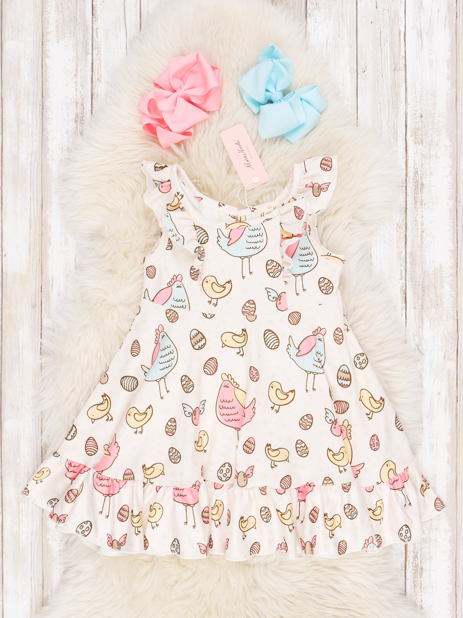 Eggs To Chickens Ruffle Dress - Marie Nicole Clothing