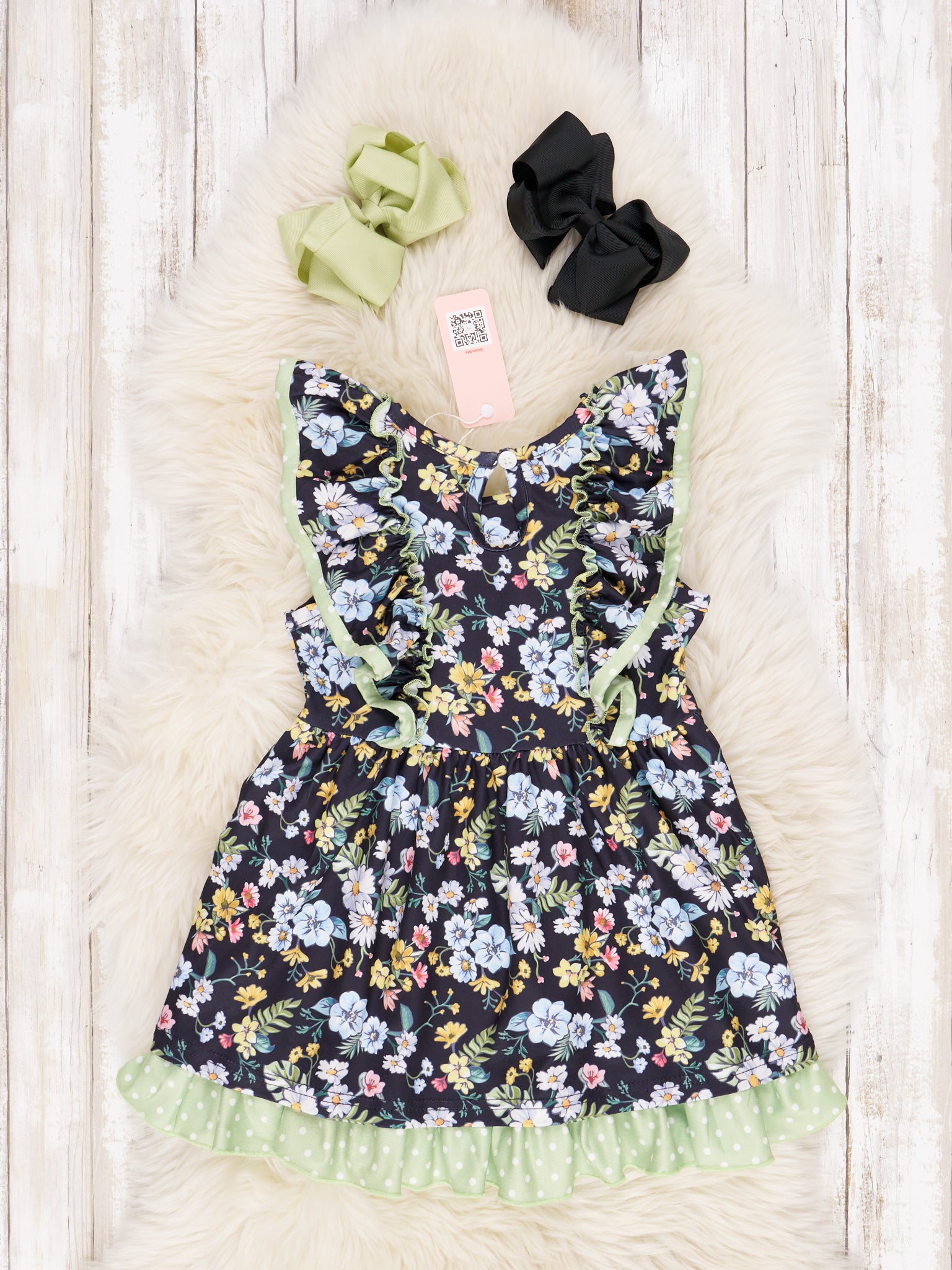 Daisies & Cornflowers Ruffle Dress - Marie Nicole Clothing
