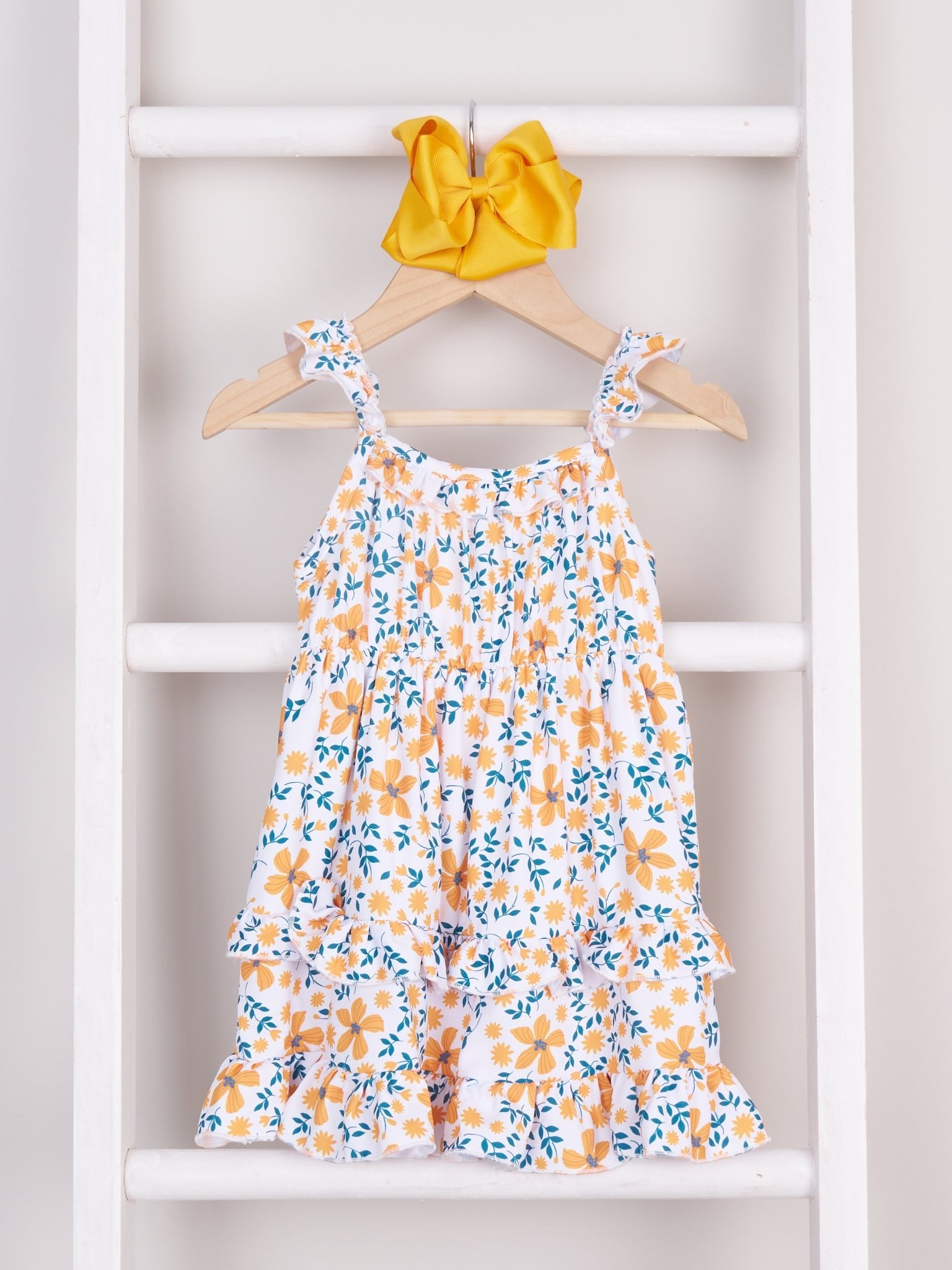 Mom & Me Mustard Buttercup Ruffle Dress & Romper - Marie Nicole Clothing