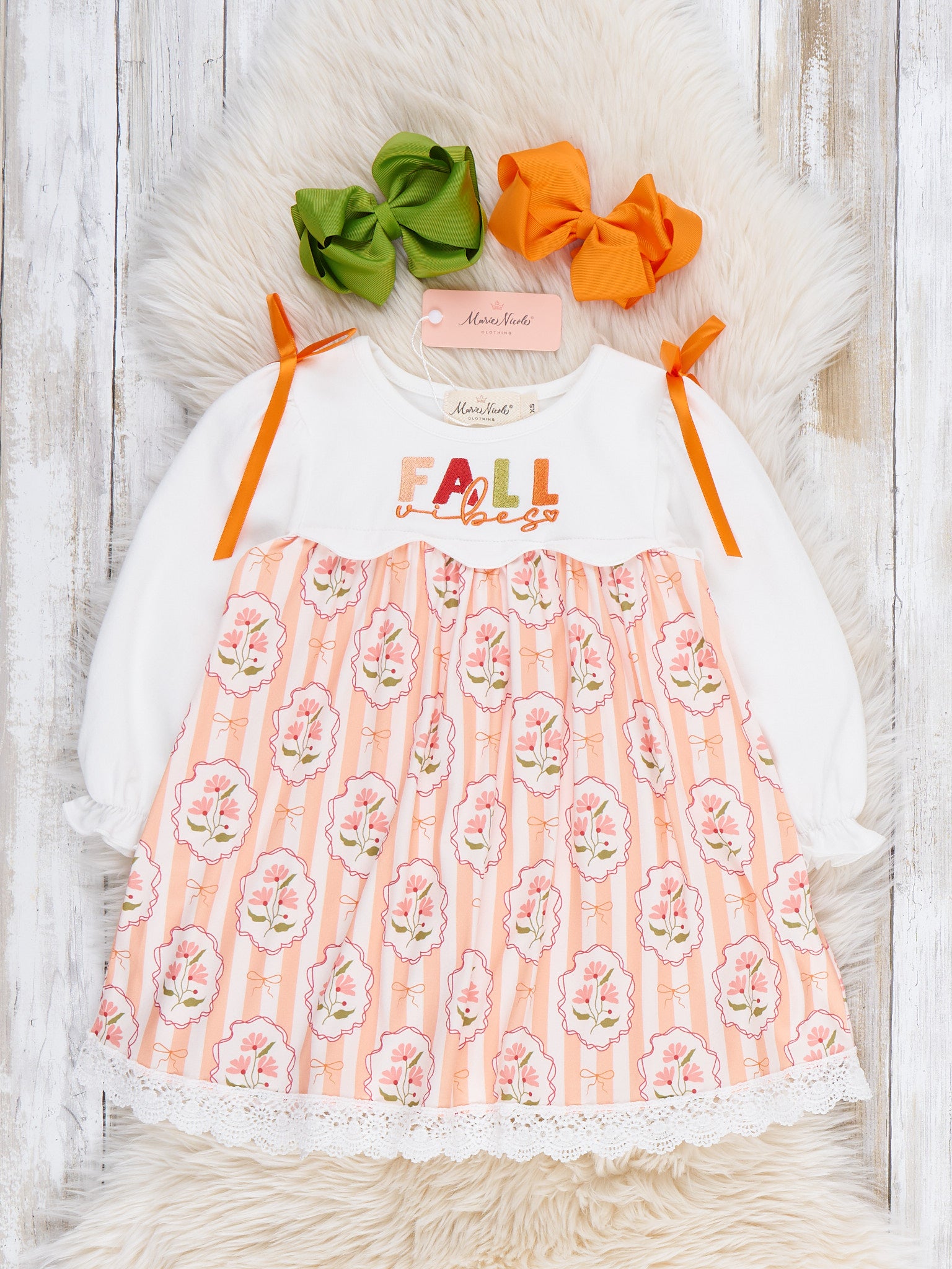 Bow Fall Patch Lace Dress - Marie Nicole Clothing