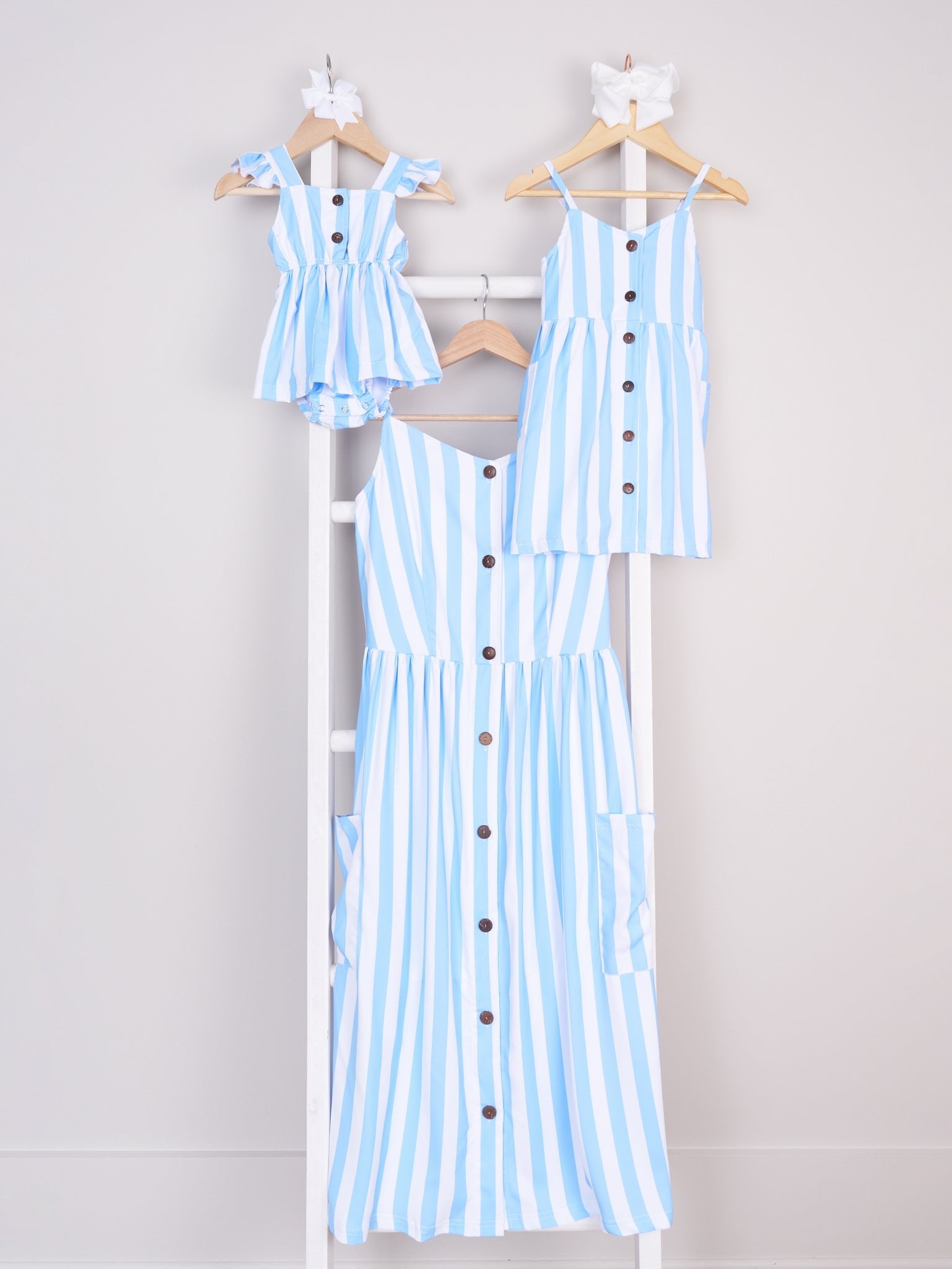 Mom & Me Blue Stripe Tank Dress & Romper - Marie Nicole Clothing