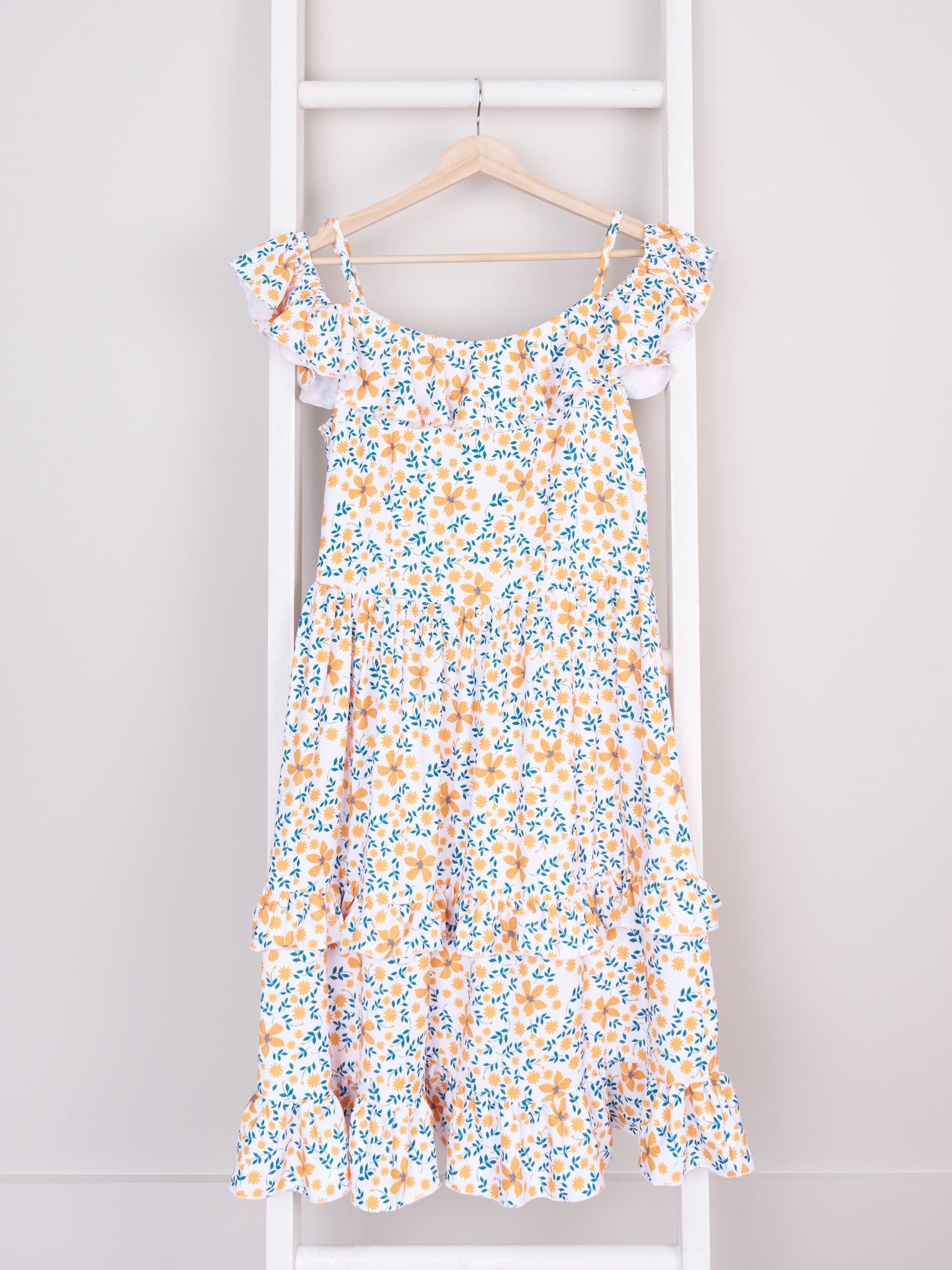 Mom & Me Mustard Buttercup Ruffle Dress & Romper - Marie Nicole Clothing