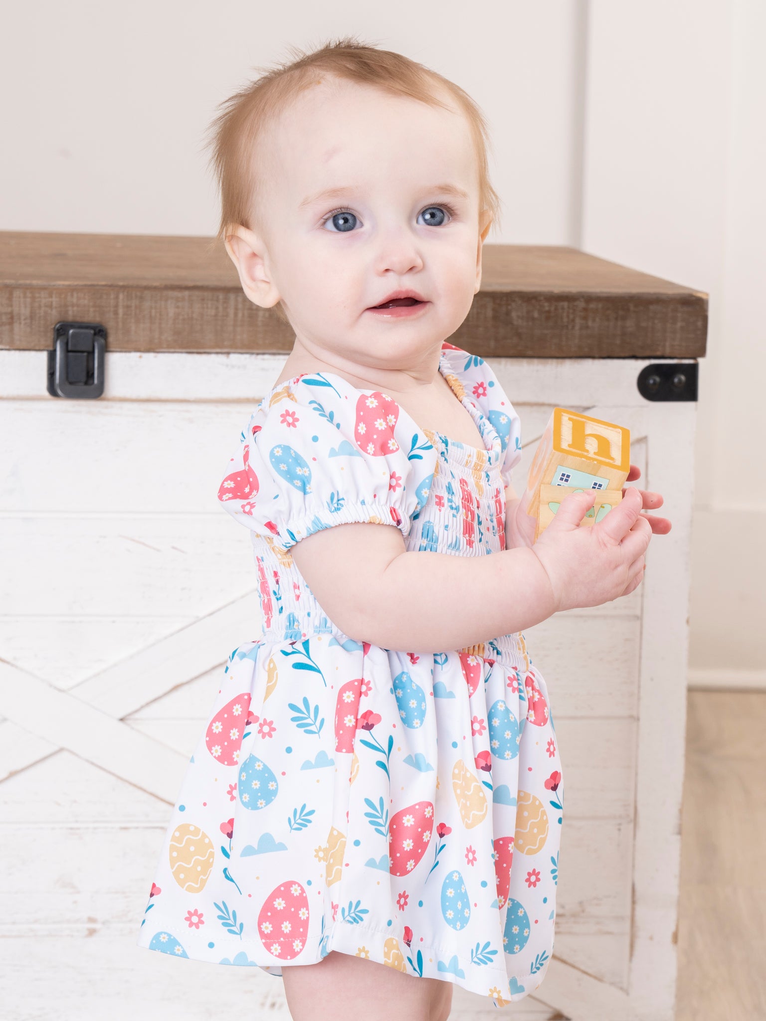 Smocked Easter Eggs Bubble Romper - Marie Nicole Clothing