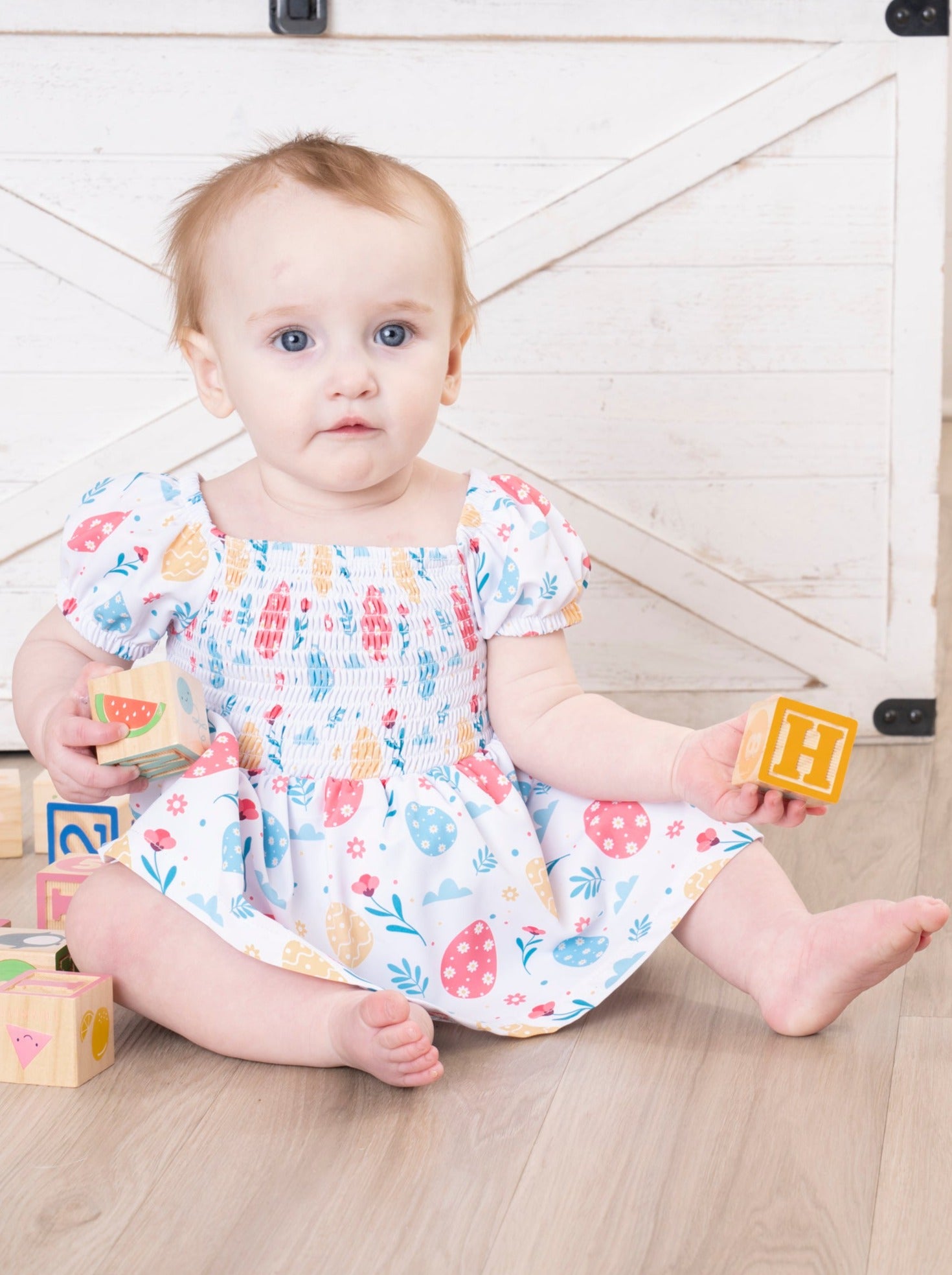 Smocked Easter Eggs Bubble Romper - Marie Nicole Clothing