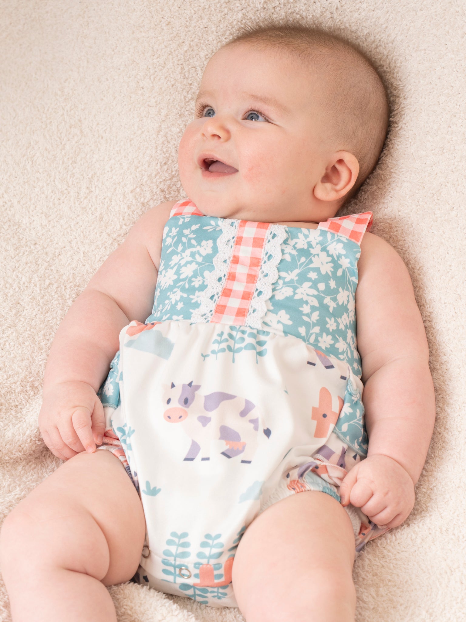 Farm Friends & Florals Ruffle Bubble Romper - Marie Nicole Clothing