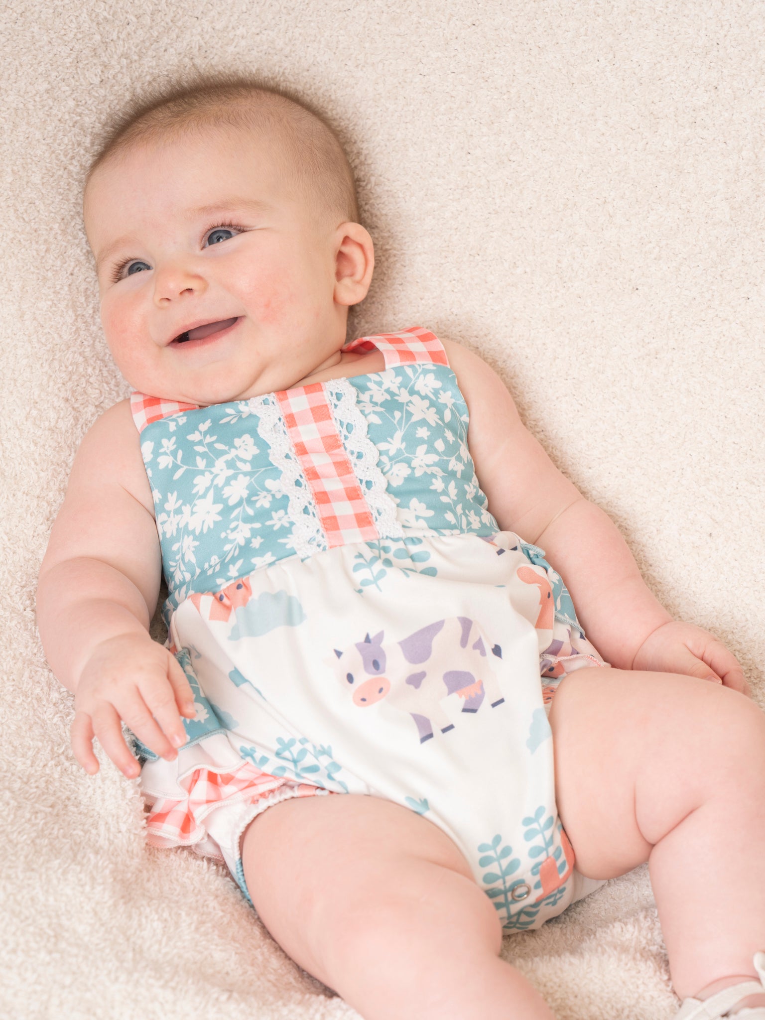 Farm Friends & Florals Ruffle Bubble Romper - Marie Nicole Clothing