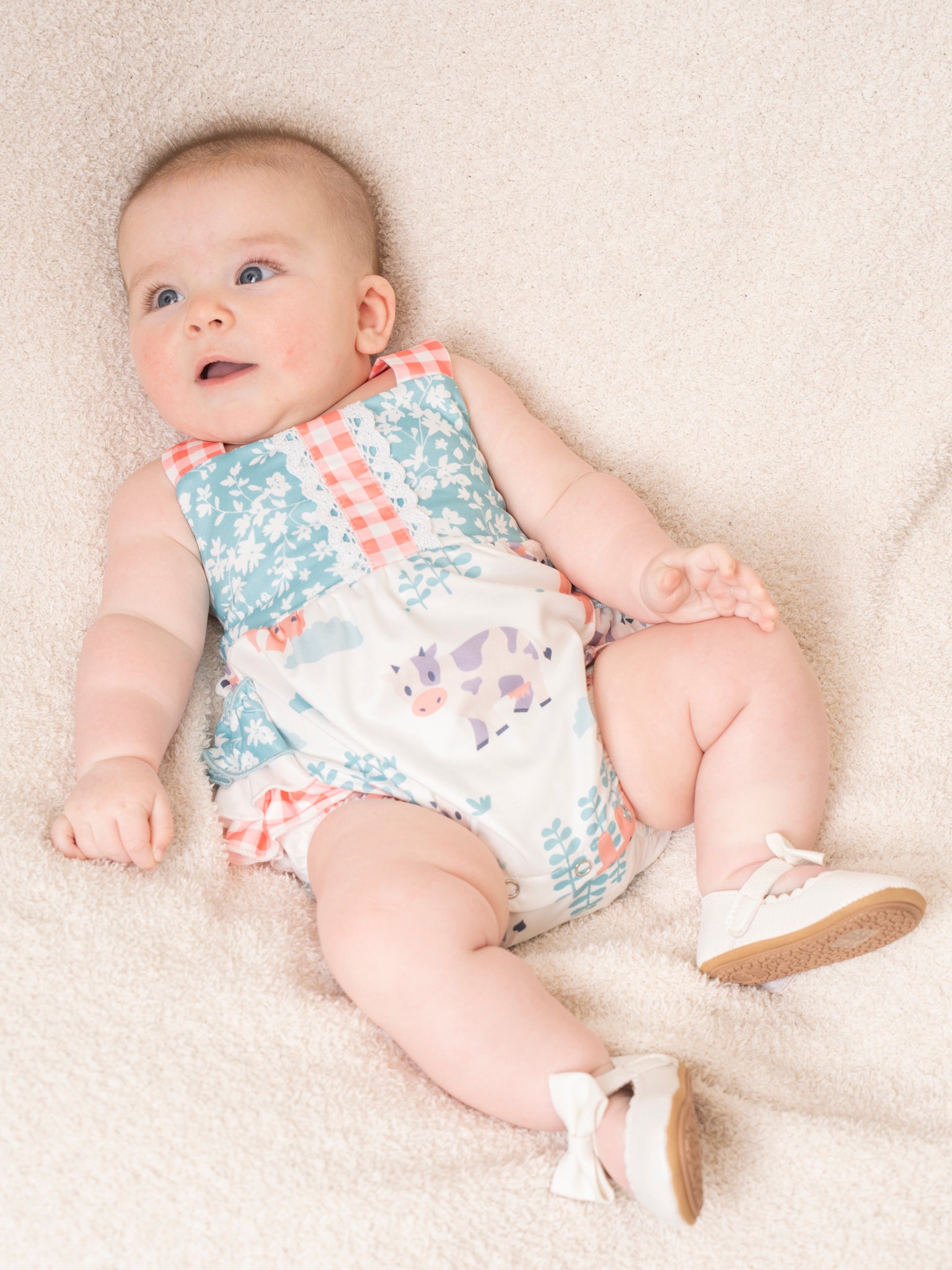 Farm Friends & Florals Ruffle Bubble Romper - Marie Nicole Clothing