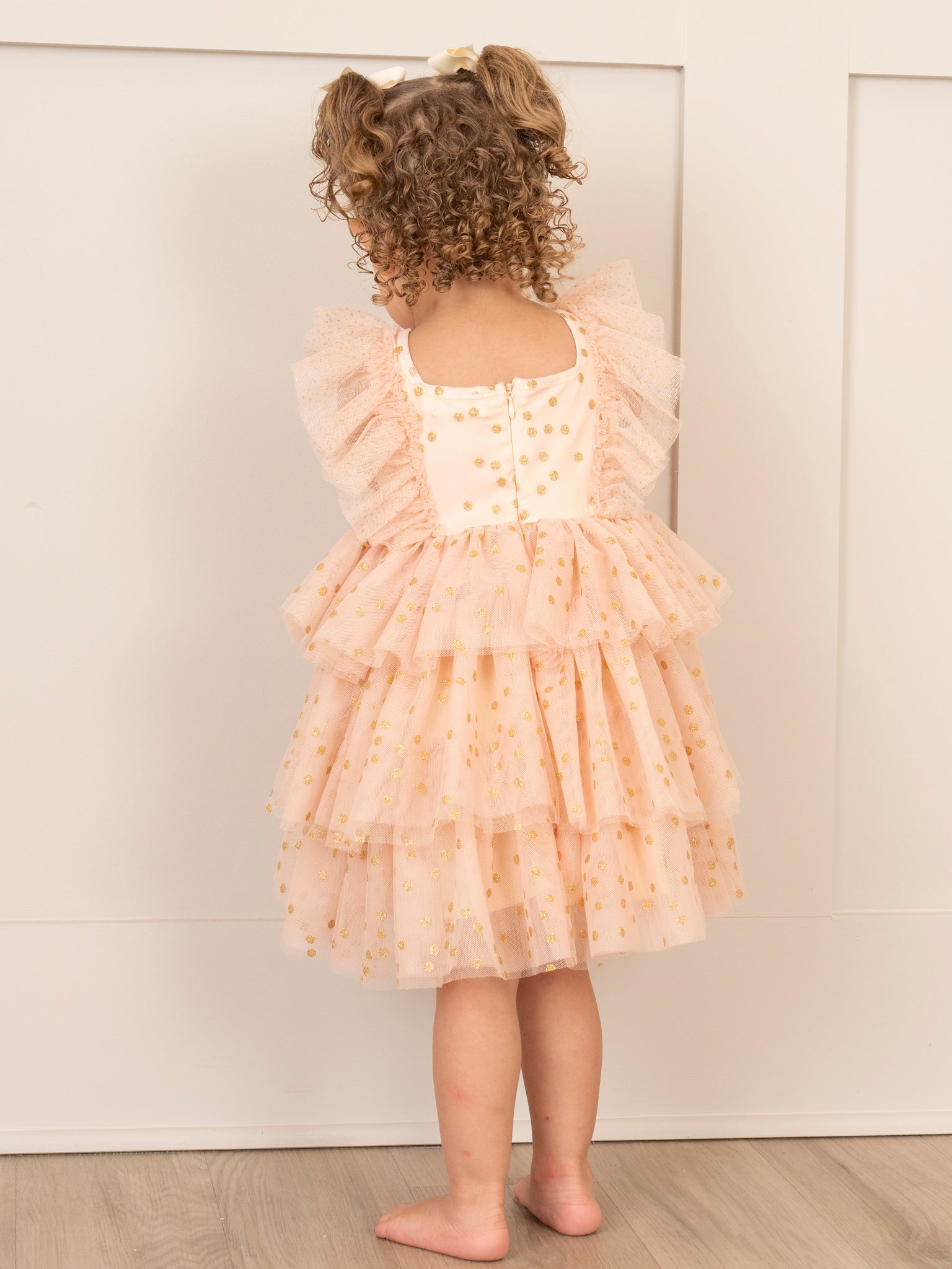 Soft Blush Sparkle Tiered Tulle Dress - Marie Nicole Clothing