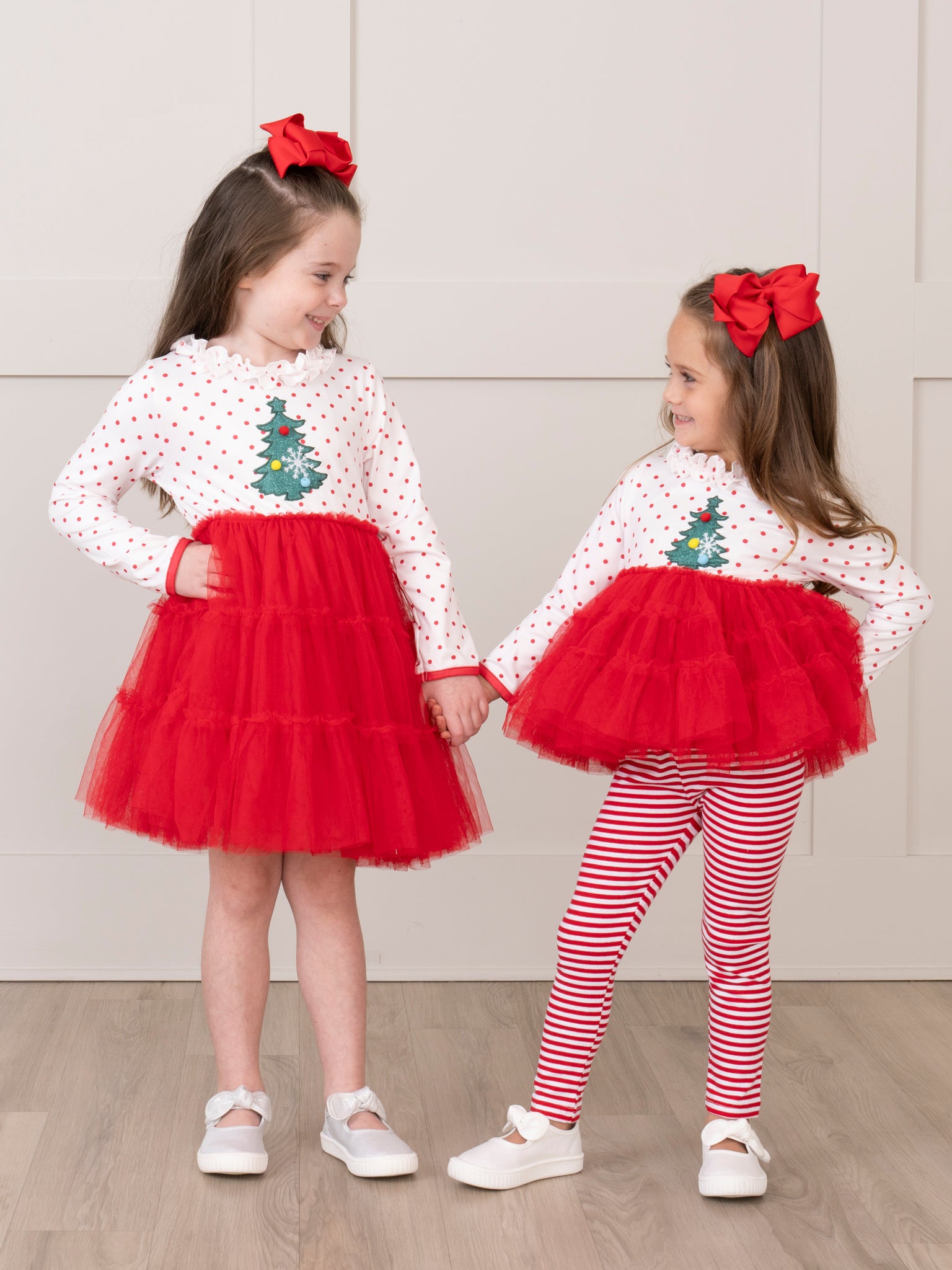 Red Embroidered Christmas Tree Tulle Dress - Marie Nicole Clothing