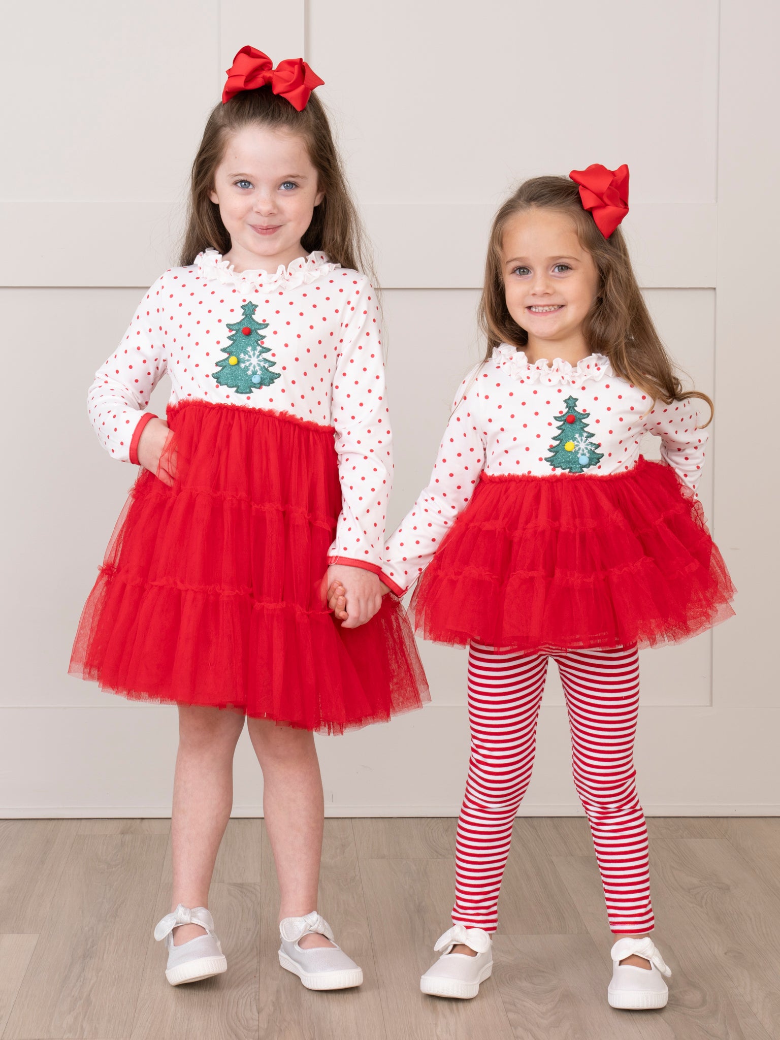 Red Embroidered Christmas Tree Tulle Outfit - Marie Nicole Clothing
