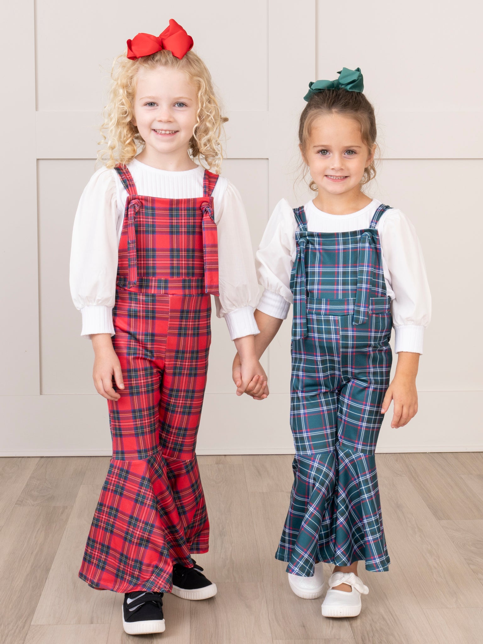 Ribbed Puff Sleeves Bell Bottom Overalls Set - Marie Nicole Clothing