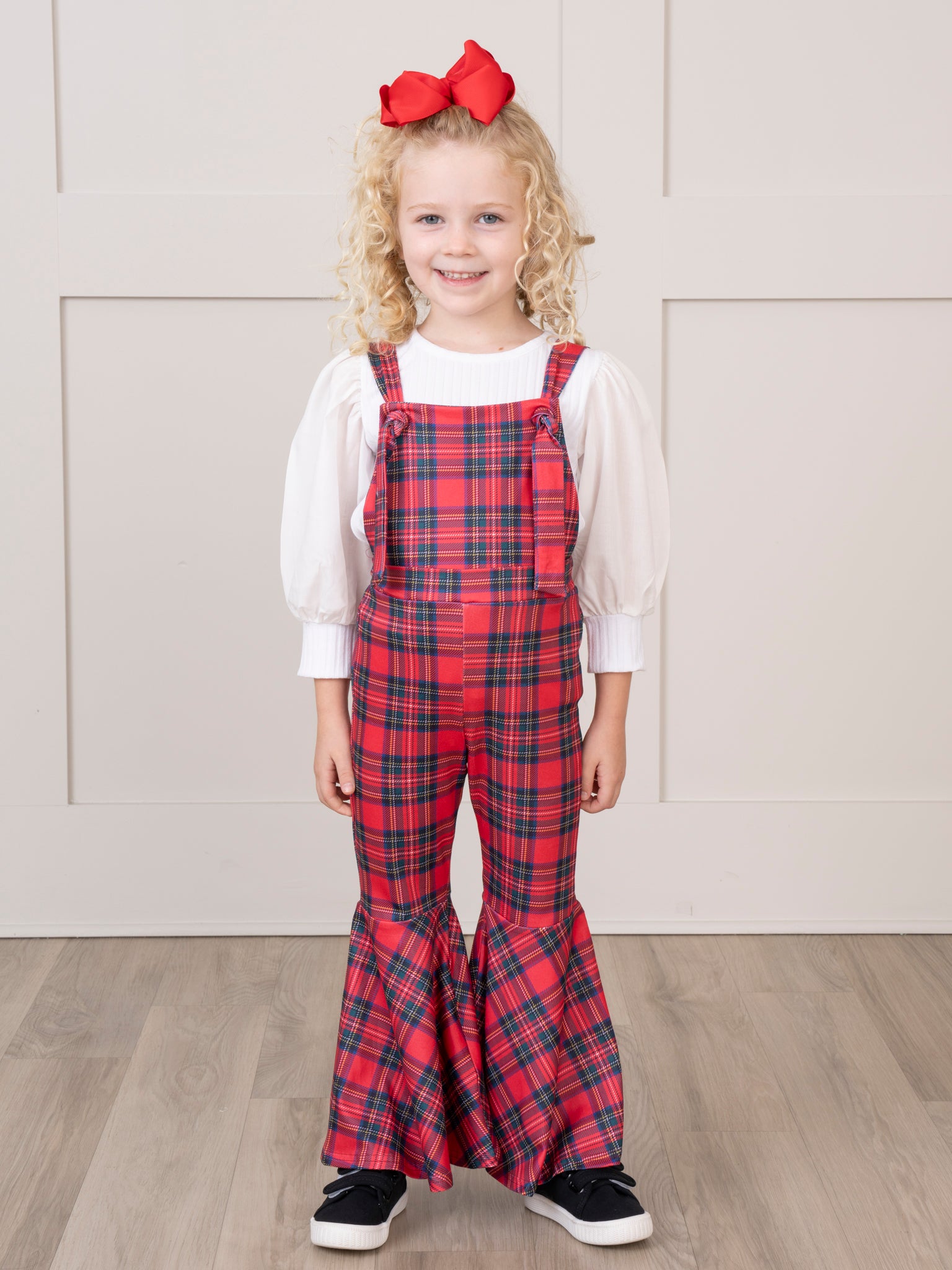 Ribbed Puff Sleeves Bell Bottom Overalls Set - Marie Nicole Clothing