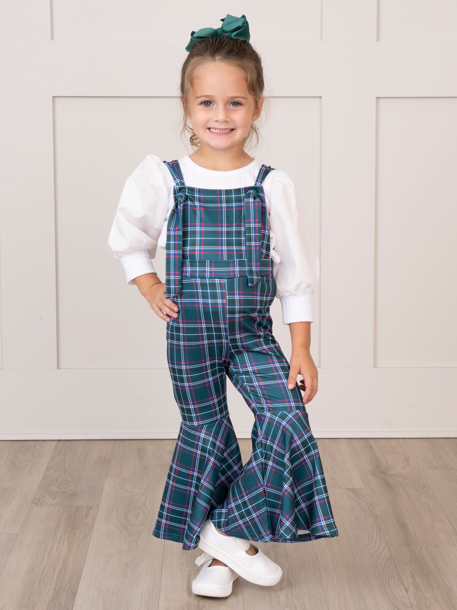 Ribbed Puff Sleeves Bell Bottom Overalls Set - Marie Nicole Clothing